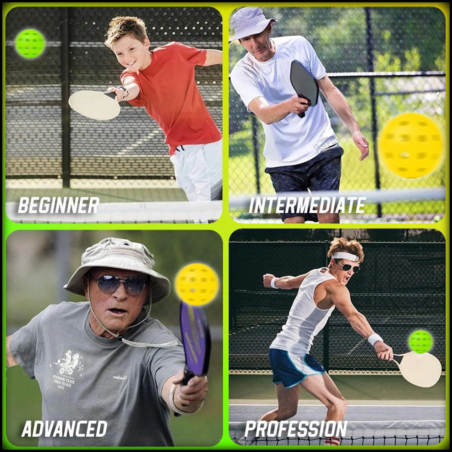Balles de Pickleball d'Extérieur 40 Trous Rebond Élevé Durables