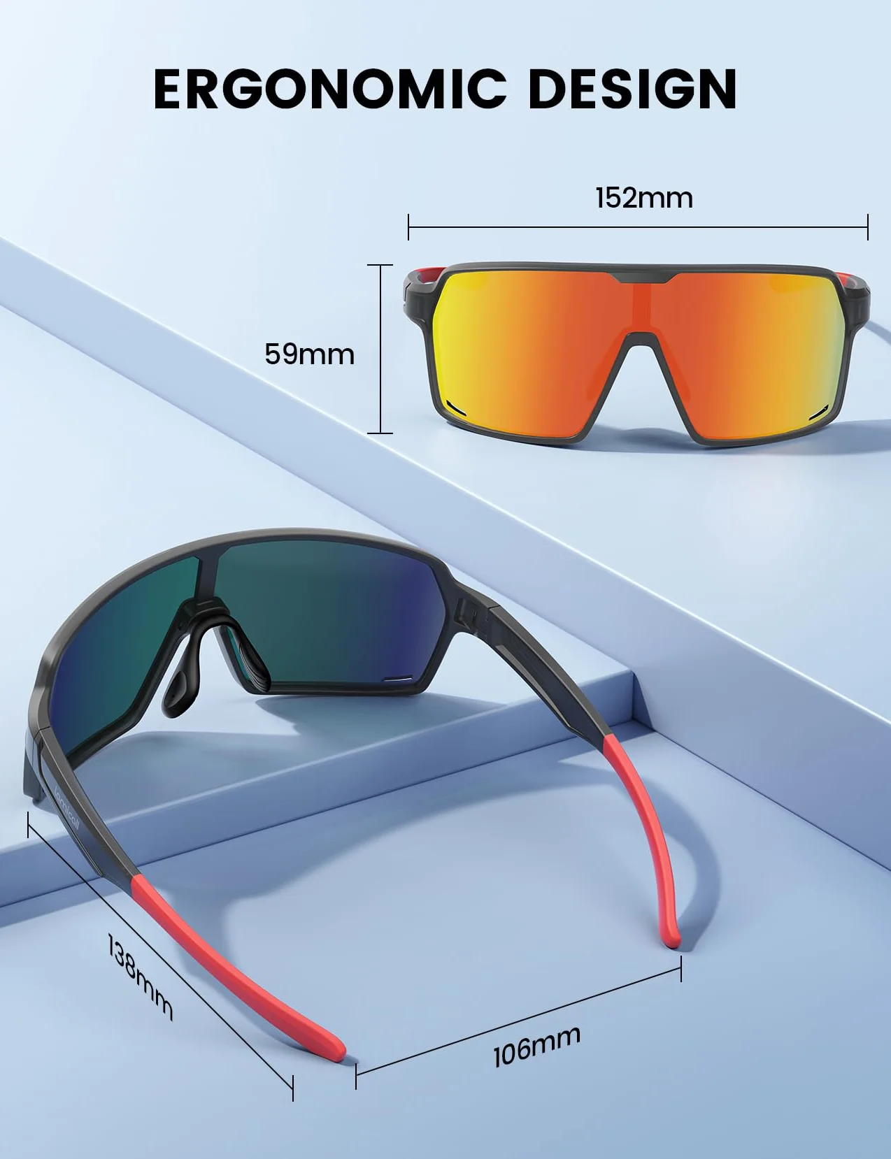 Lamicall Lunettes de Soleil Polarisées Cyclisme UV400 TR90-Monture Ultra-Légère