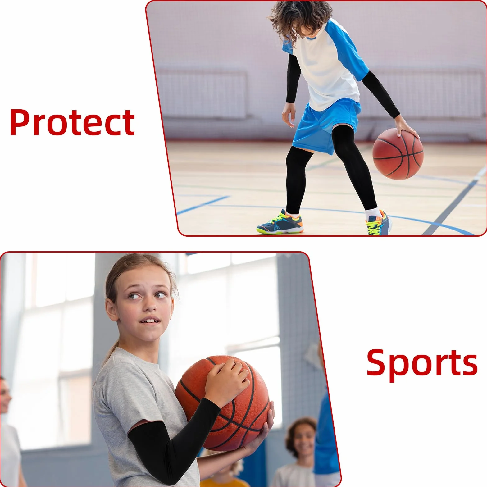 Ensemble de manchettes et manchons de sport anti-UV longue manche compression jambes unisexe volley-ball basket-ball