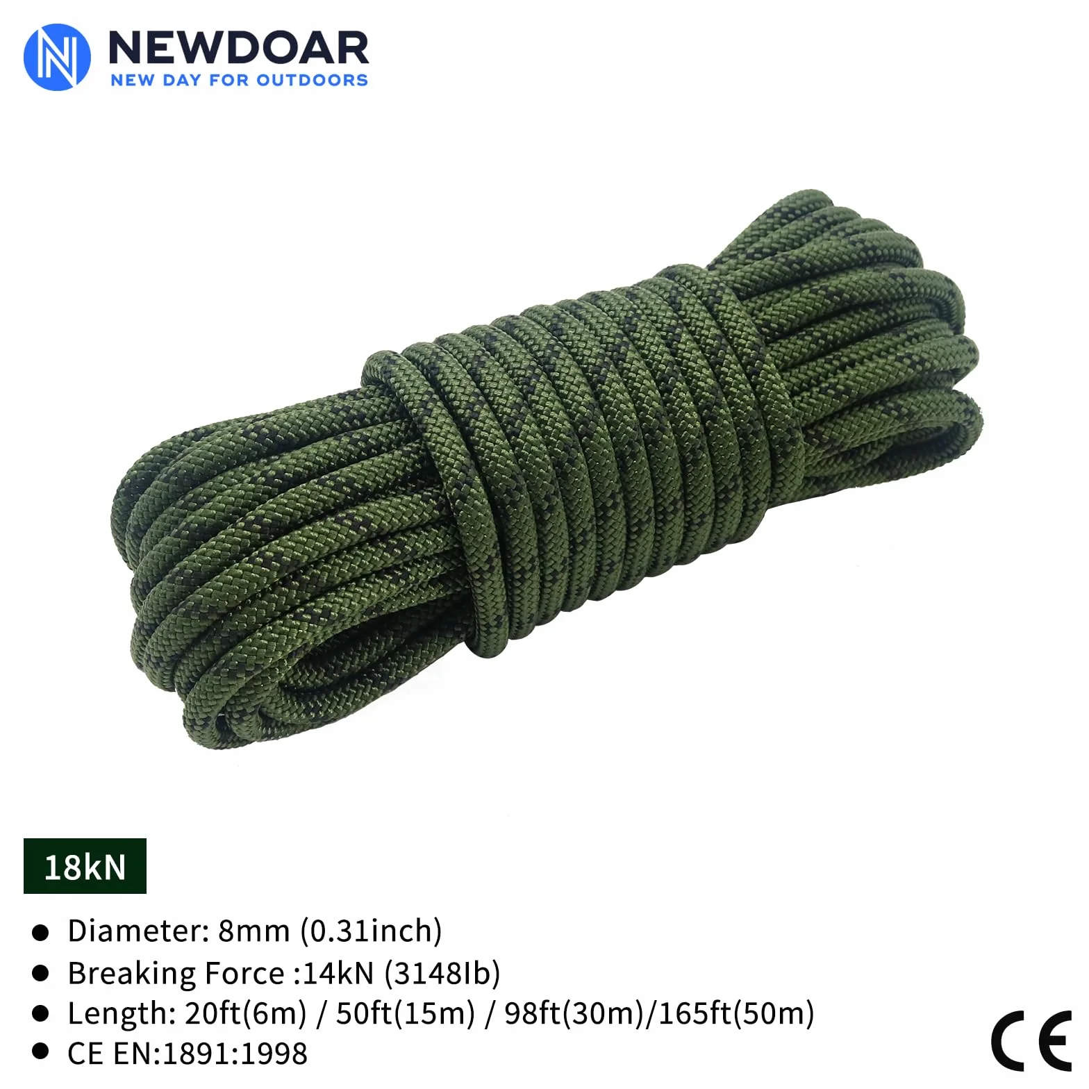 Corde d'escalade Statique 14KN 18KN 8mm 10mm Haute Résistance Double Tresse