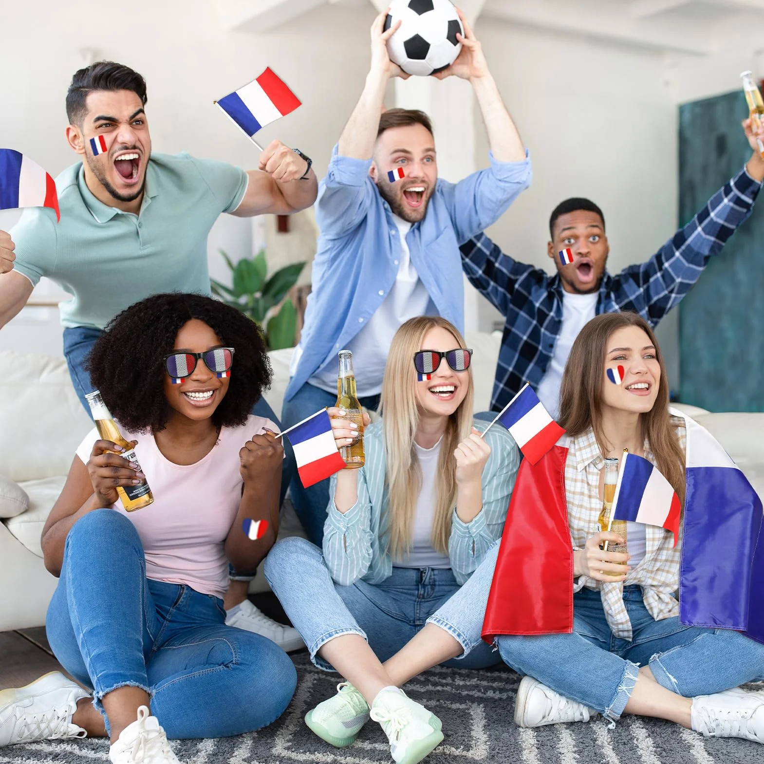 HOWAF Drapeau France Cape Kit Supporter Accessoires Photobooth Décorations Coupe du Monde 2026