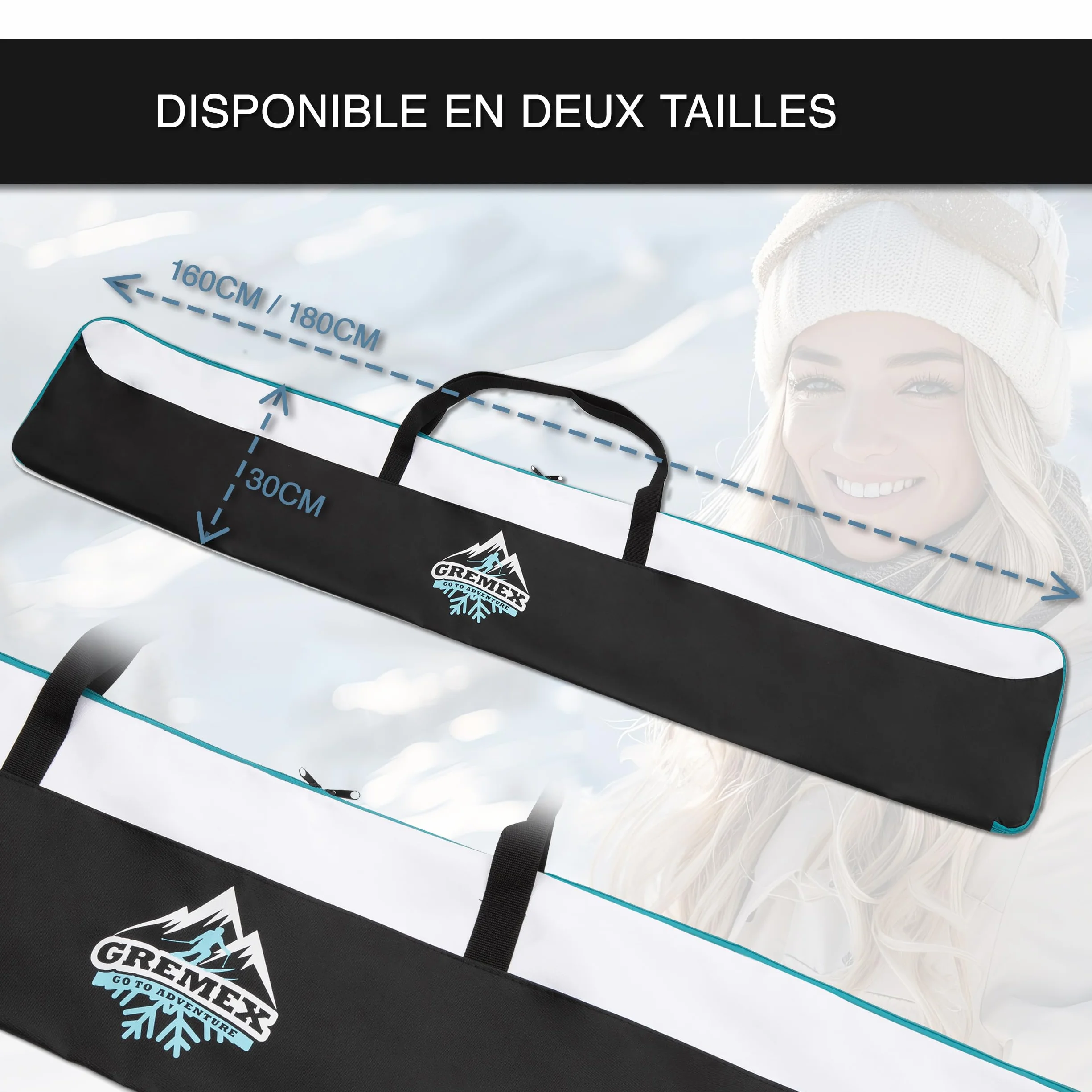 Sac de Ski imperméable léger pour 1 Paire de Skis Alpin Compact