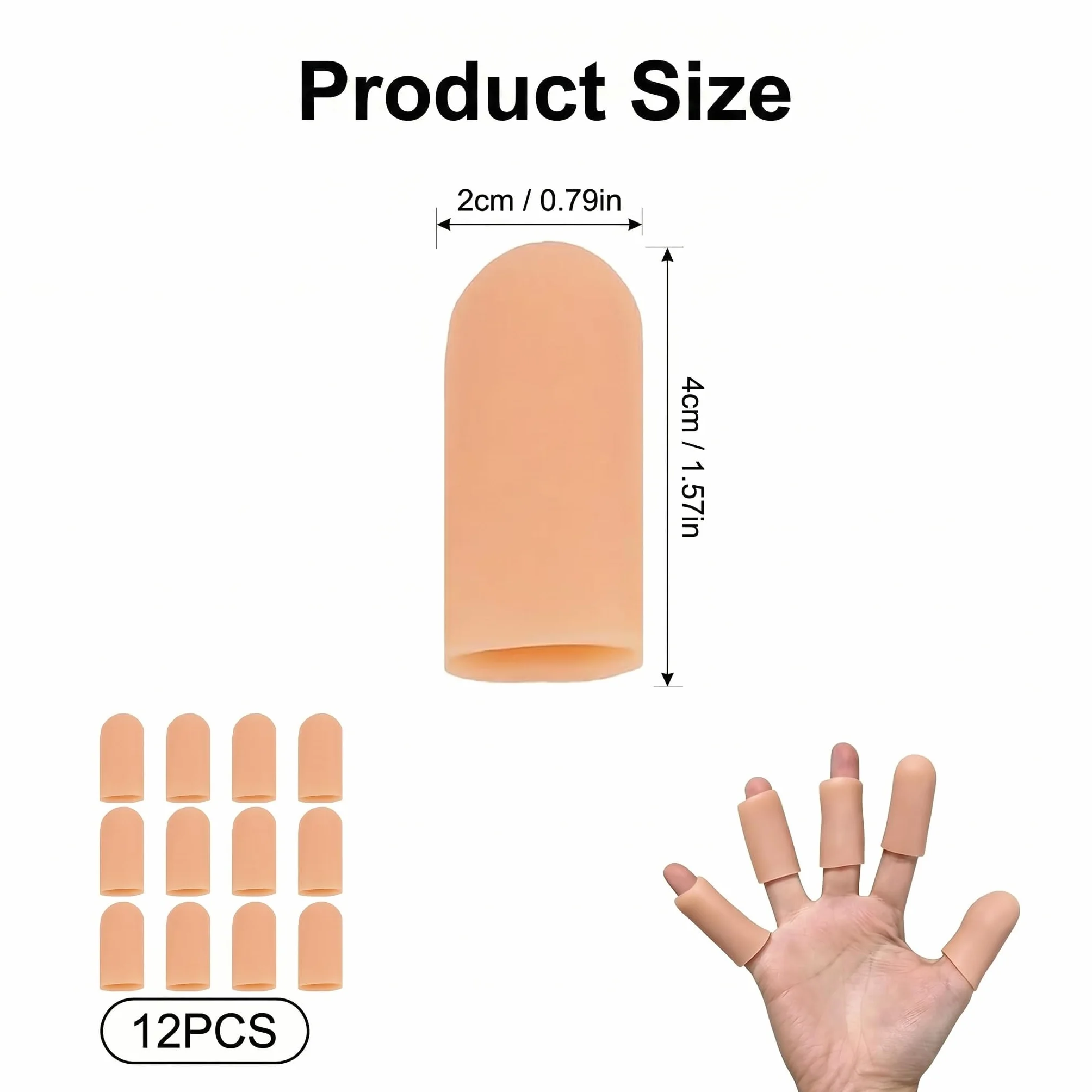 Lot de 12 Protège-Doigts en Silicone Souple, Doigtiers en Gel Réutilisables pour Pouce et Doigts, Protection Imperméable