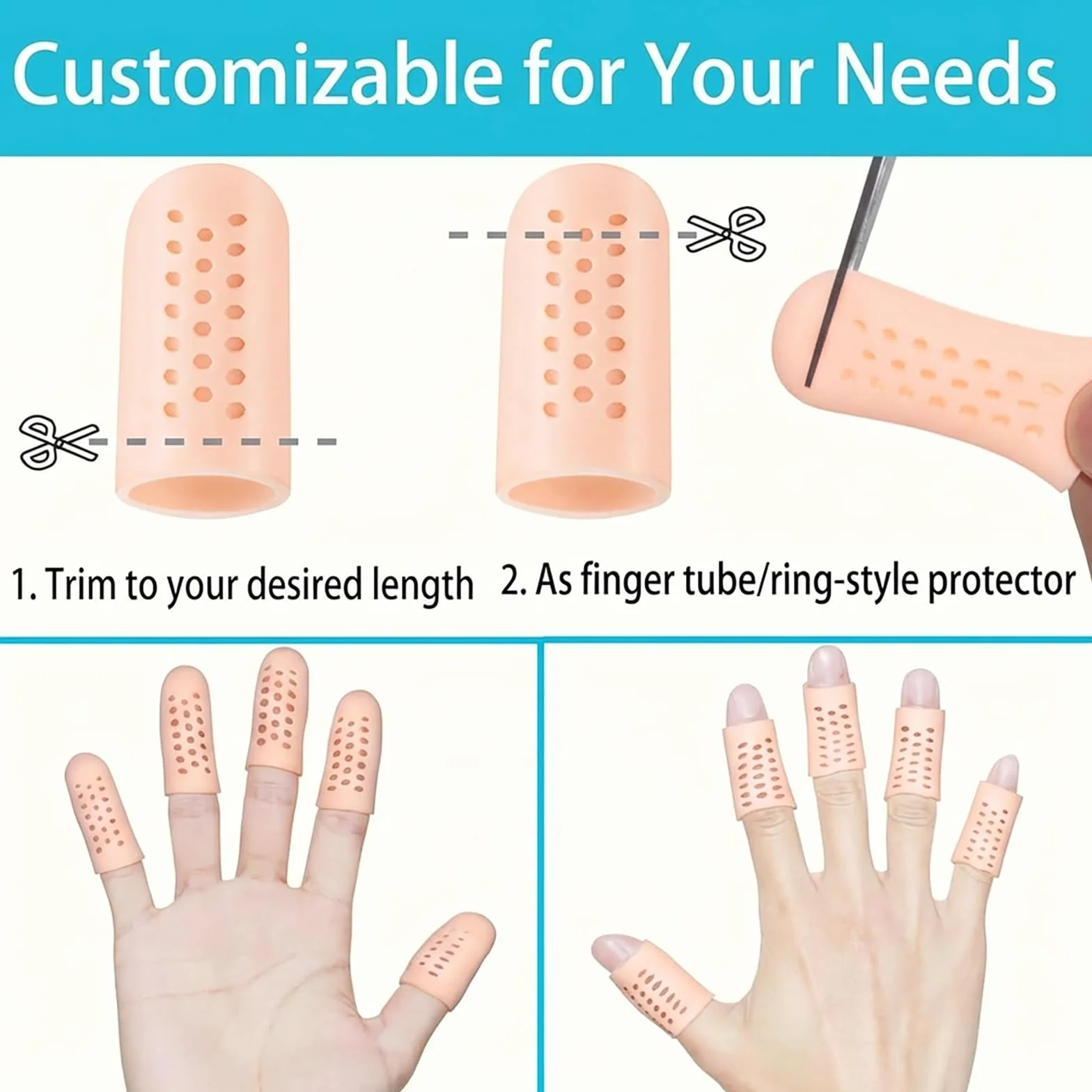 Doigtier Silicone 14 Pièces Protege Doigt Respirant Finger Sleeve Protection Crevasses Eczéma Arthrose Ampoules