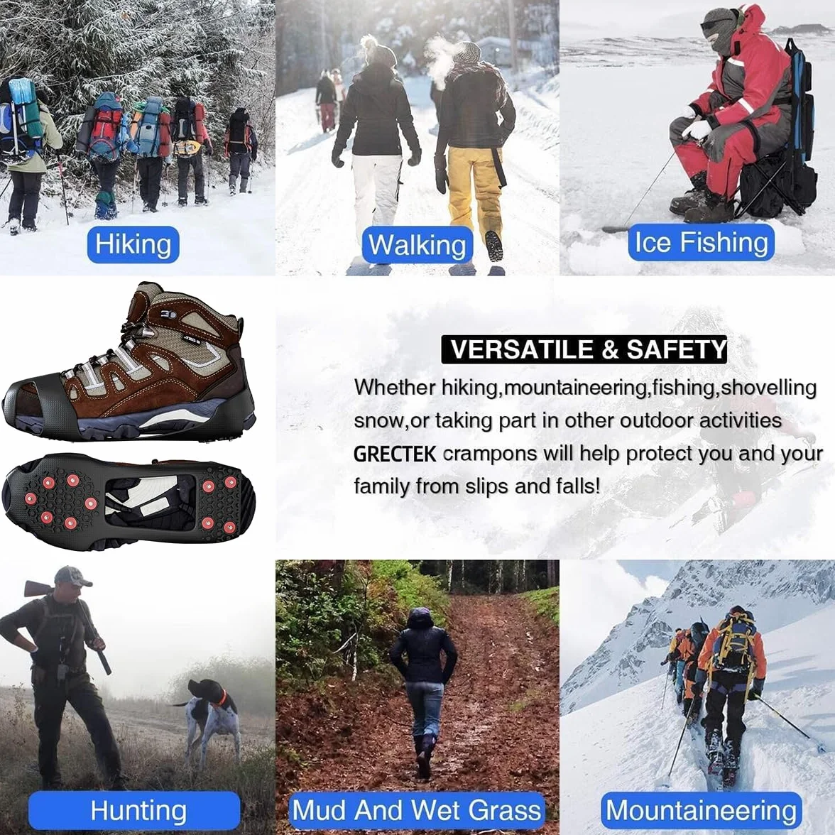 Crampons GT20 Antiglisse Hiver Randonnée Pêche Marche