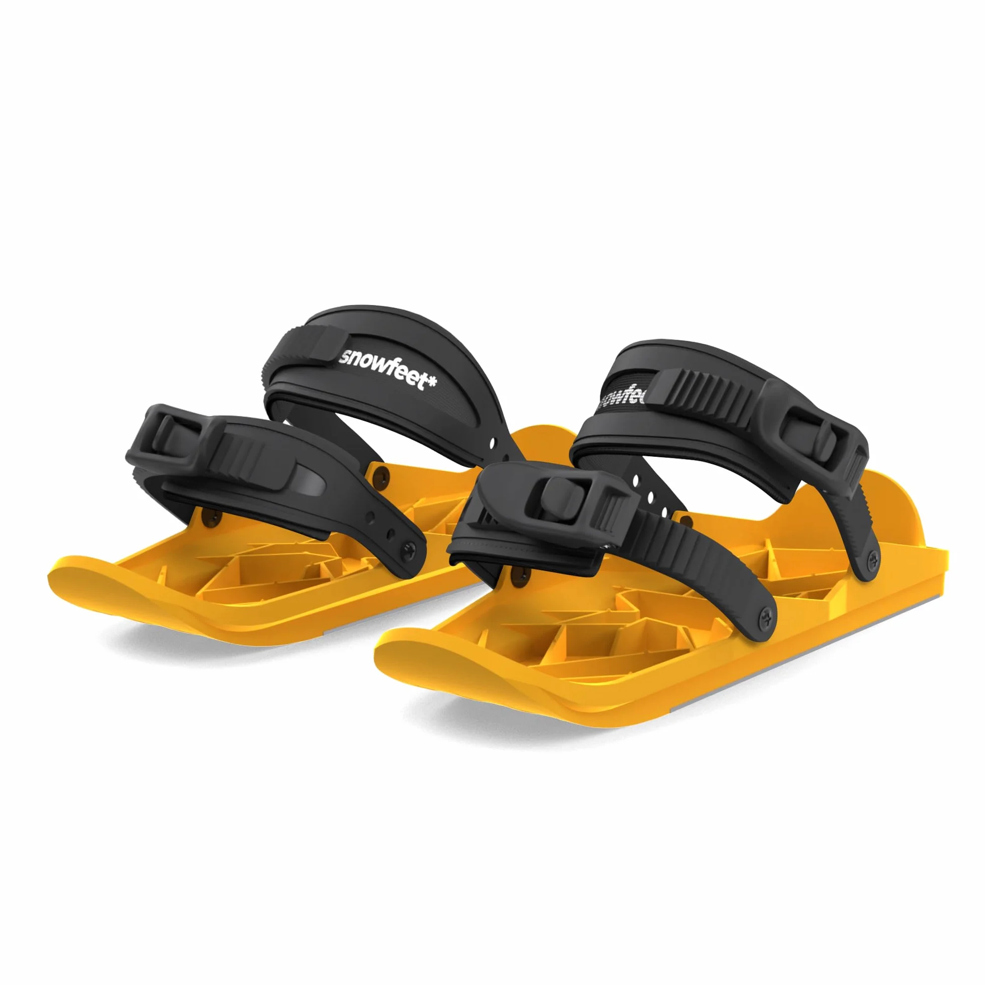 Snowfeet Basic Mini Patins de Ski pour la Neige | Skis pour Chaussures d'Hiver | Snowskates Snowblades Skiboards (Yellow)