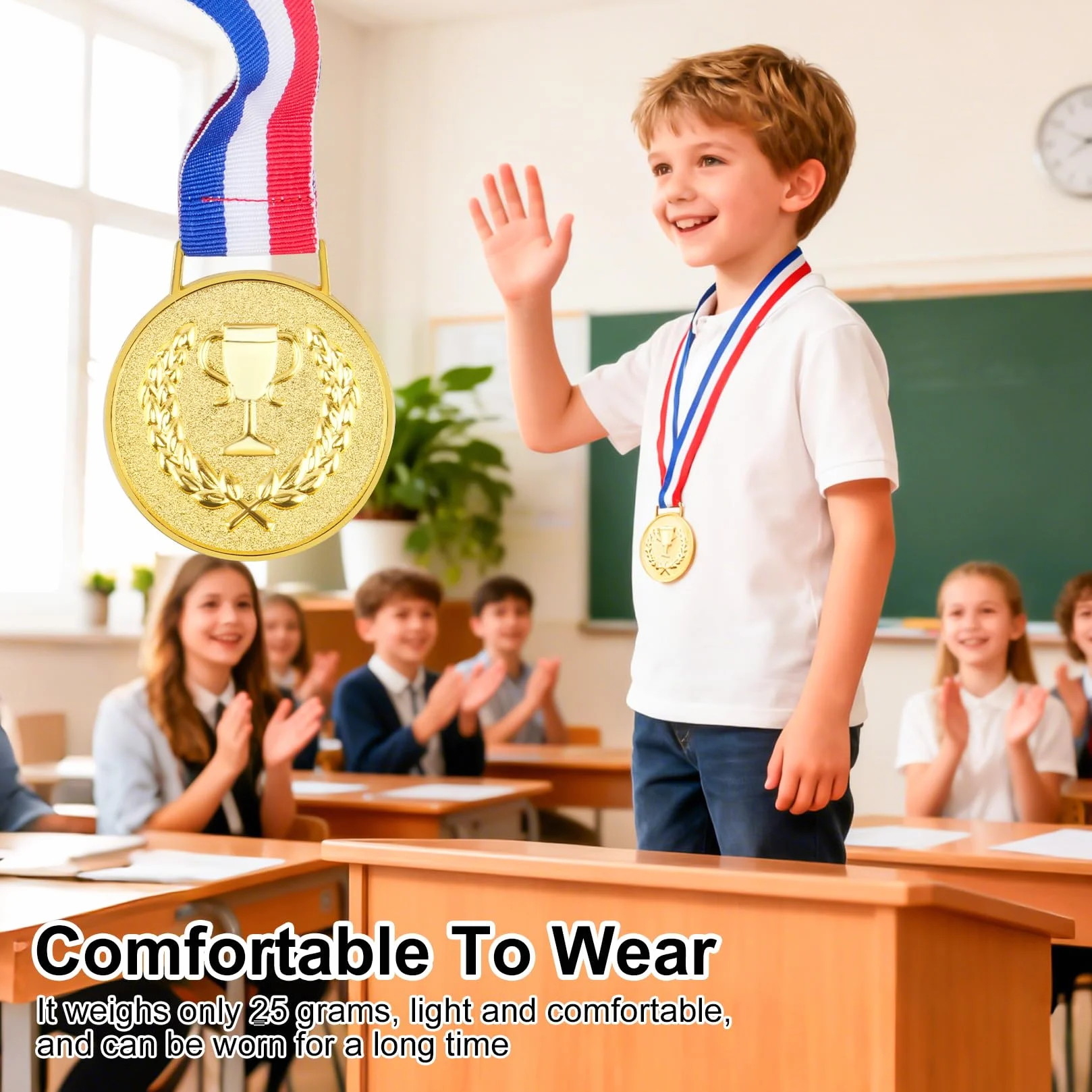 Médailles Enfant Personnalisables Or pour Récompenses Sport École Fêtes 8 Pièces