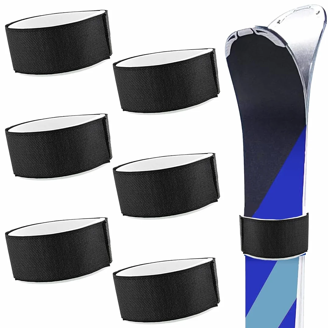 Sangle de Ski NHQ 6 Pièces, Dispositif Retenue Frein Ski, Attache Ski Nylon Réglable pour Snowboard