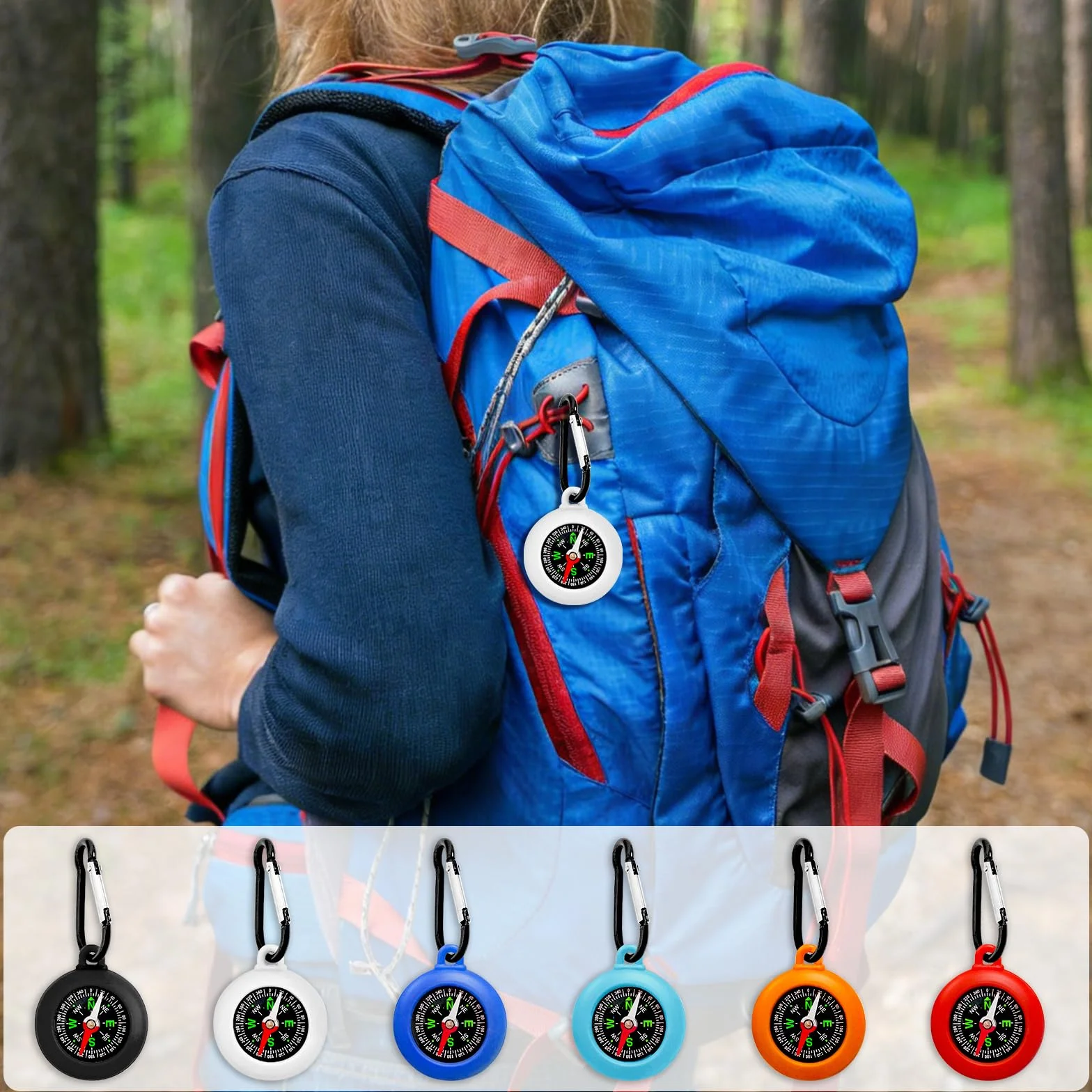 Boussole Enfant Porte clés 6 Pièces Mini Étanche Mousqueton Cadeau Anniversaire Chasse au Trésor Camping Navigation