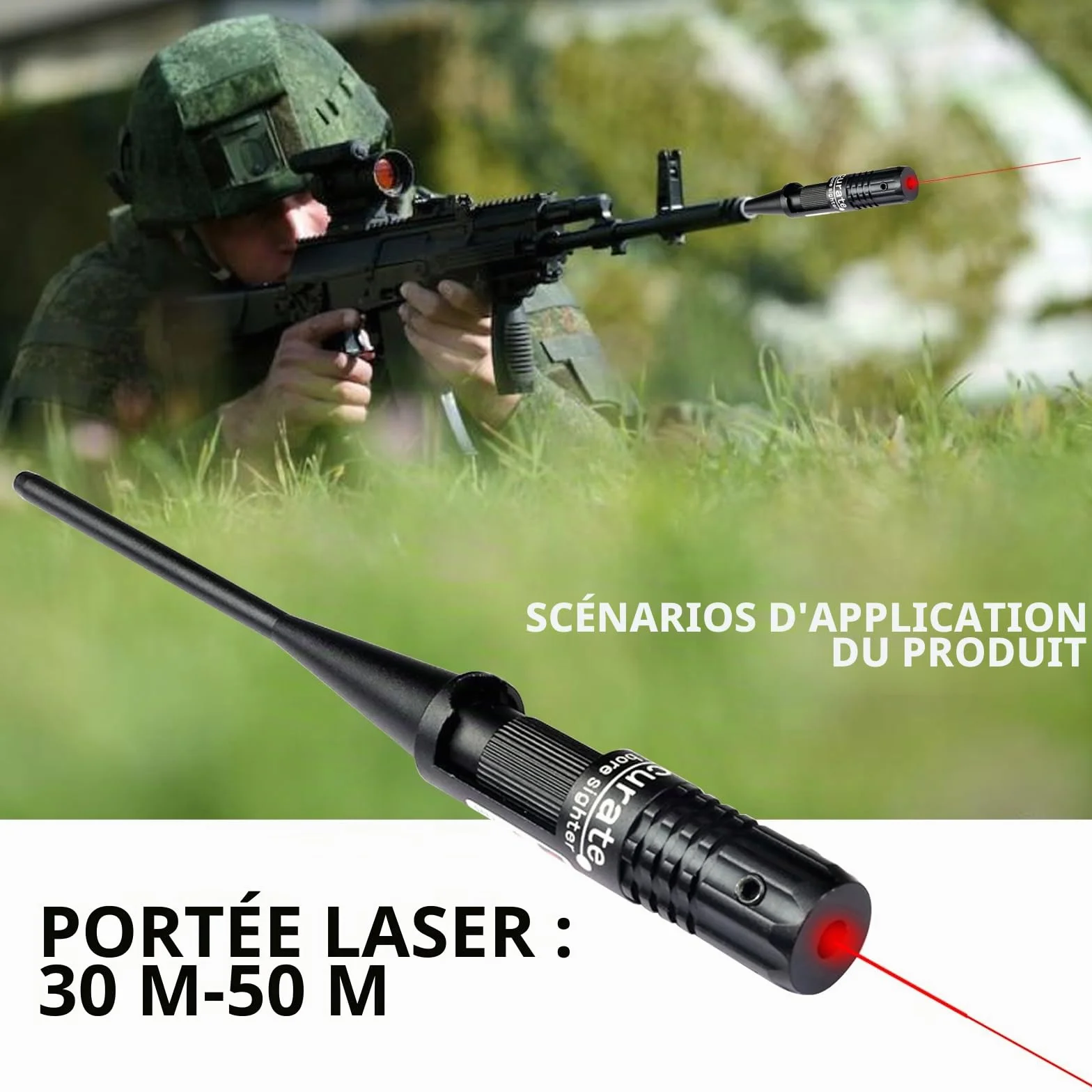 Kit Professionnel de Visée d'Alésage Bore Sighter, Compatible Calibres .22 à .50, Alliage d'Aluminium Brossé Noir