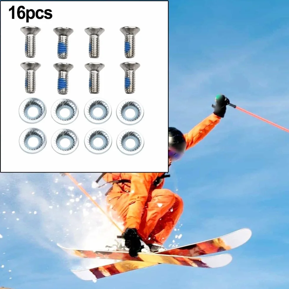 Lot de 16 vis fixes M6 x 16 avec rondelles Matériel de montage fixation métal pour réparation ski snowboard