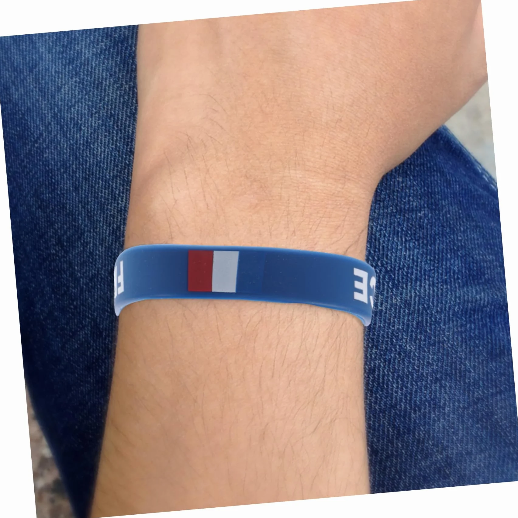 Lot de 5 bracelets en silicone avec drapeau de la France imprimé pour homme et femme