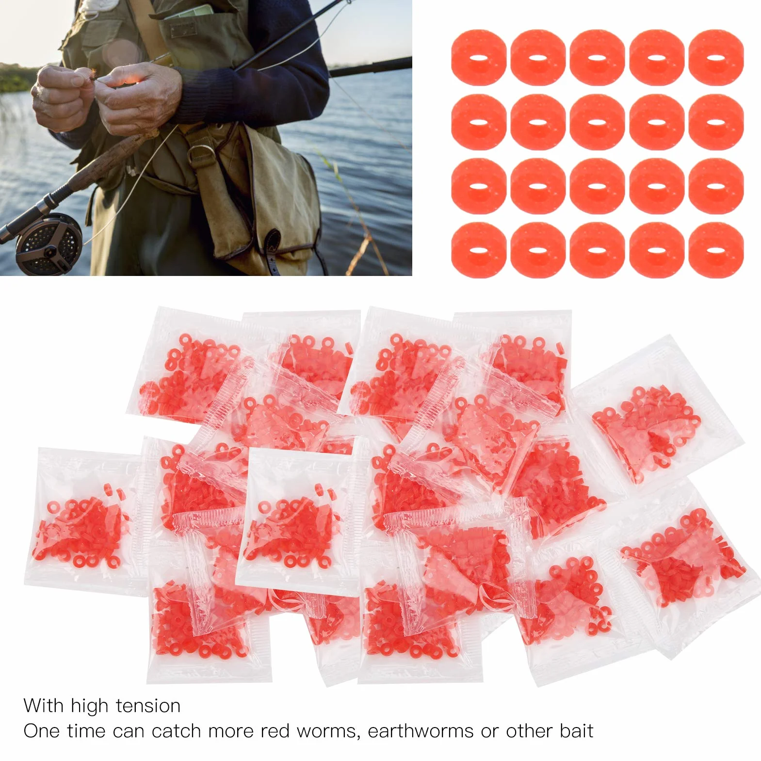 Bandes en Caoutchouc pour Pêche au Gros Match 9000 pièces Rouge Durable Élastique Fort