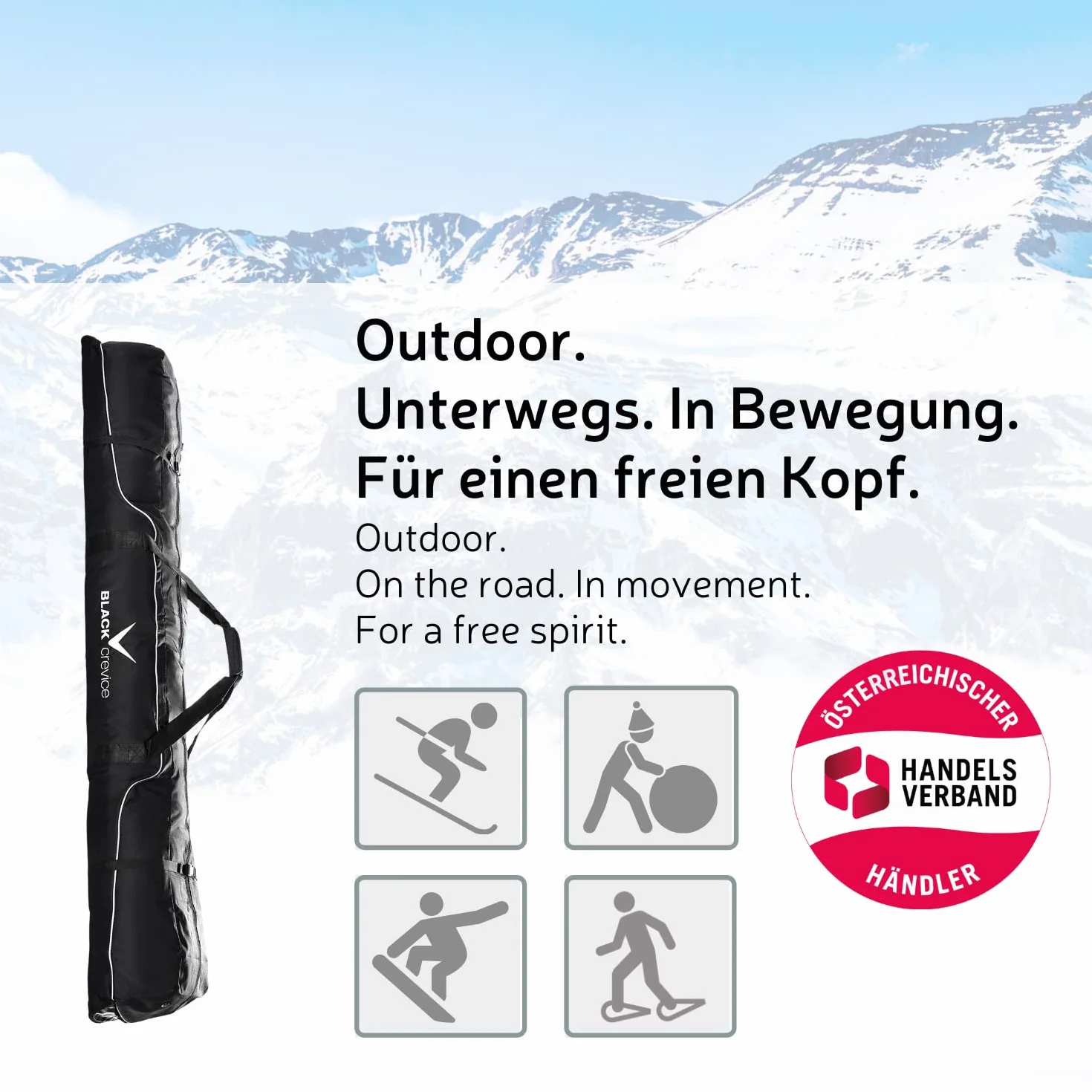 Sac de Ski Crevice Black pour 3 Paires de Skis Alpins