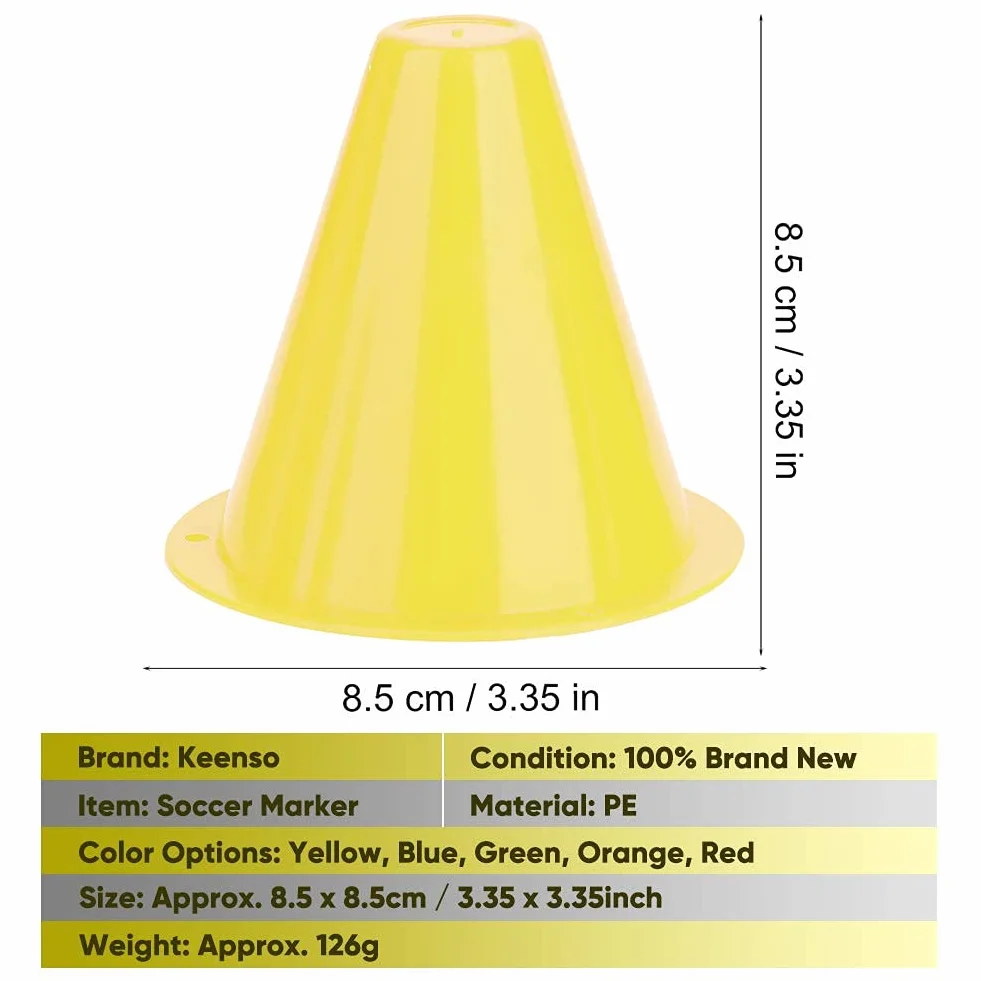 Keenso Ensemble de Cônes de Marqueurs de Football, 10pcs Plots de Marquage en Plastique