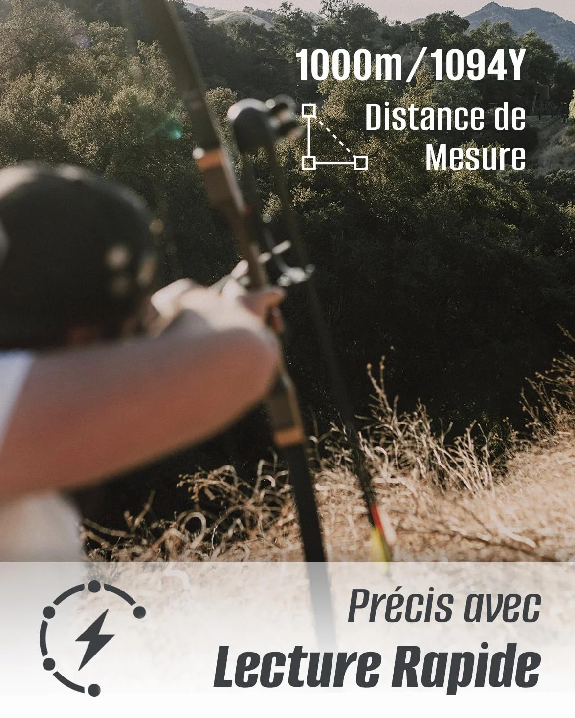 Télémètre Chasse Golf Inkerma 1000/1200M Rechargeable 6X Grossissement Écran LCD Hunter-E