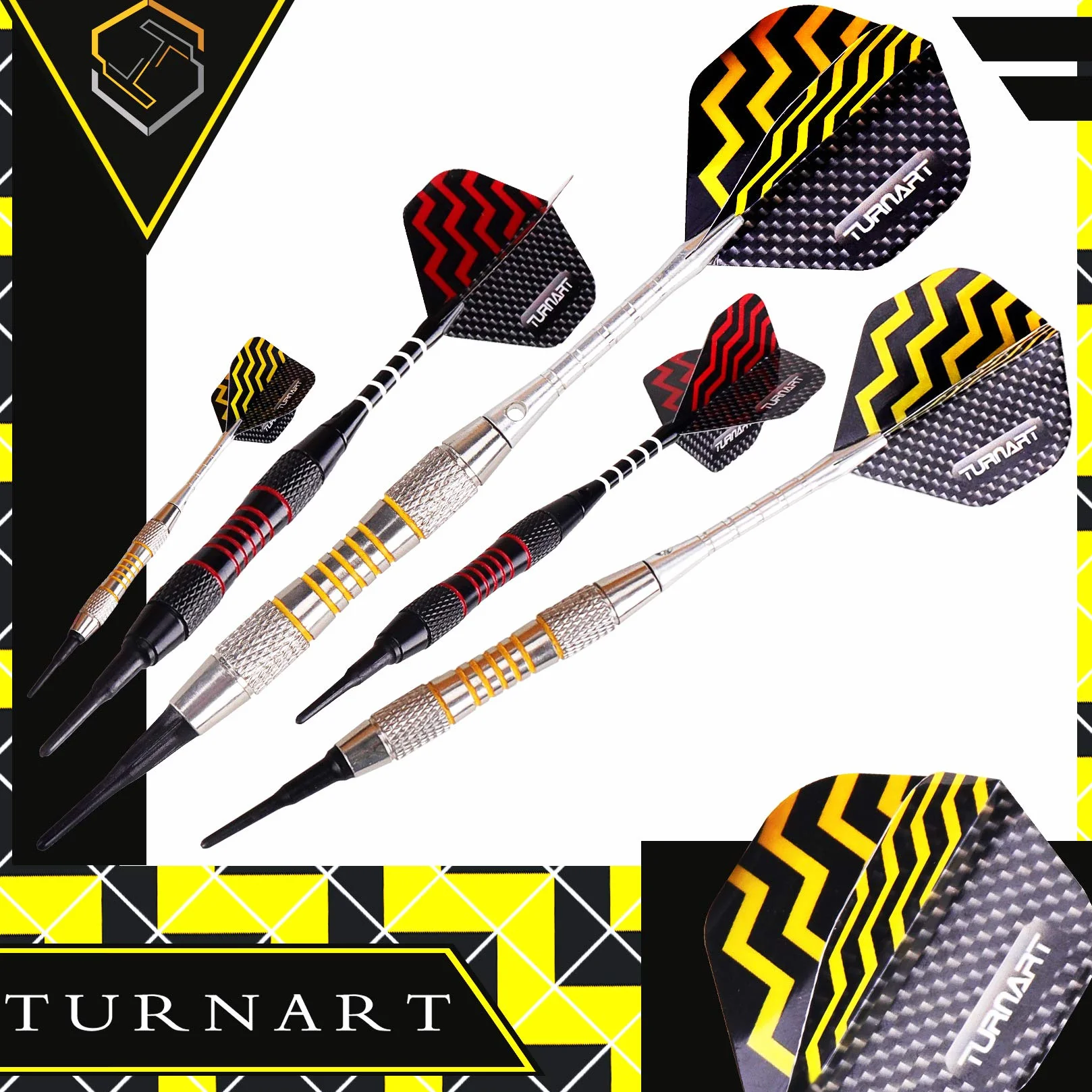Turnart Flechette Pointe Plastique Fléchettes 18g 9 pcs avec Cible Electronique