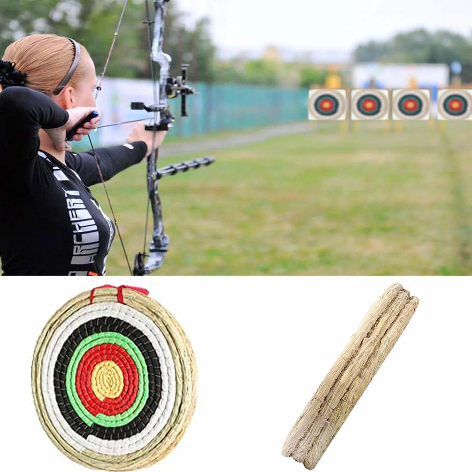 Cible de Tir à l'Arc en Paille 3 Couches pour Plein Air, Tir Traditionnel, Fléchettes