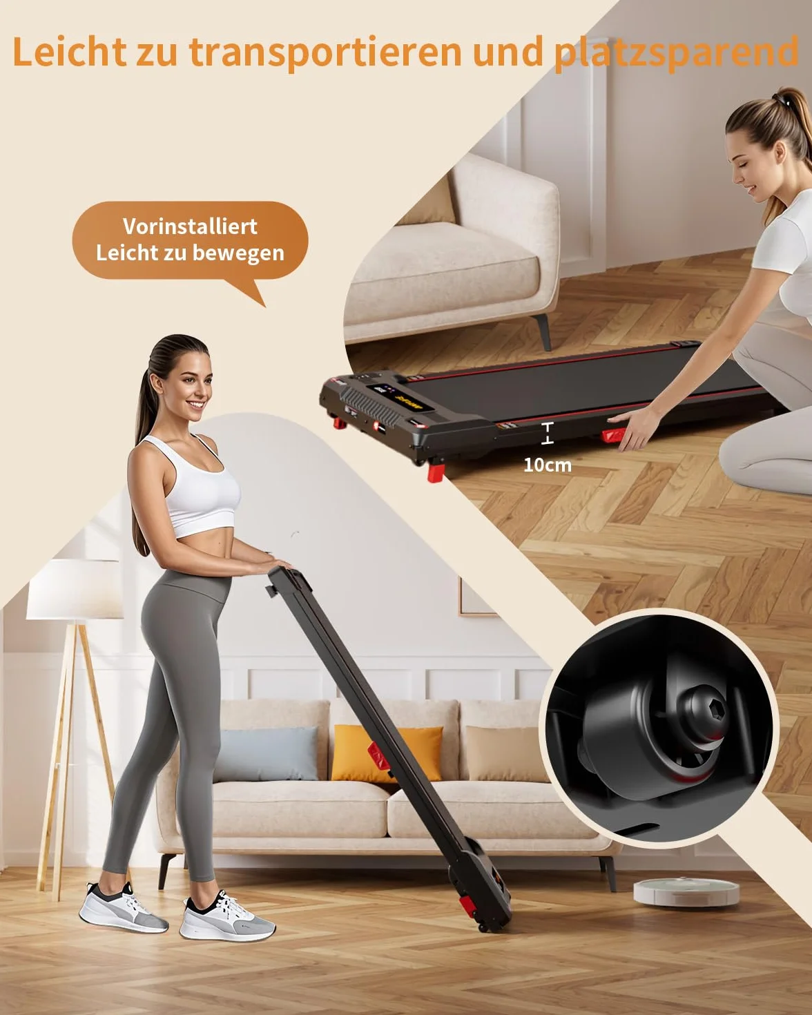 Anylife Tapis de Course Inclinable, Walking Pad Silencieux, Charge 150Kg