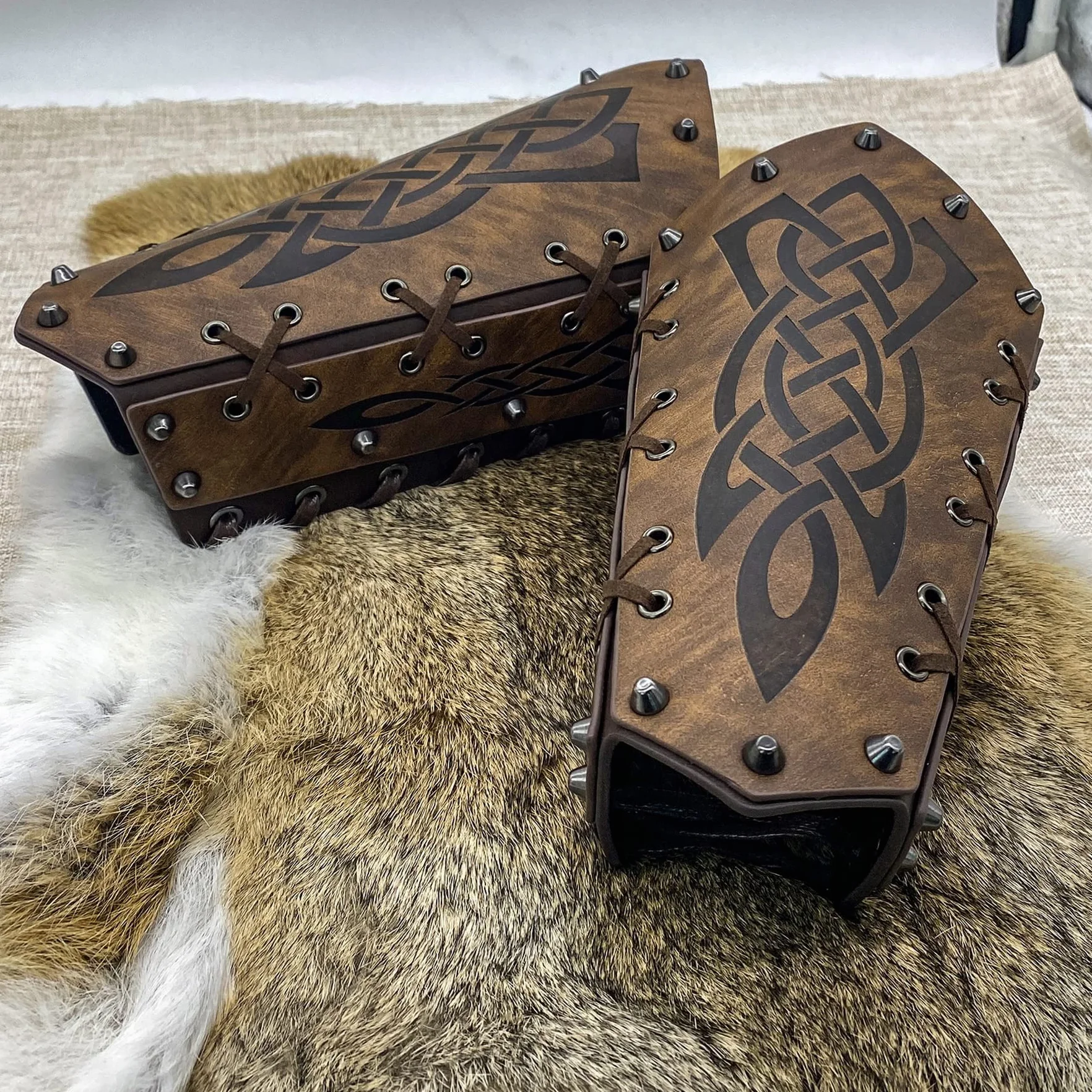 Bracelets Viking pour Homme en Faux Cuir, Protège Bras Médiéval, Accessoires LARP