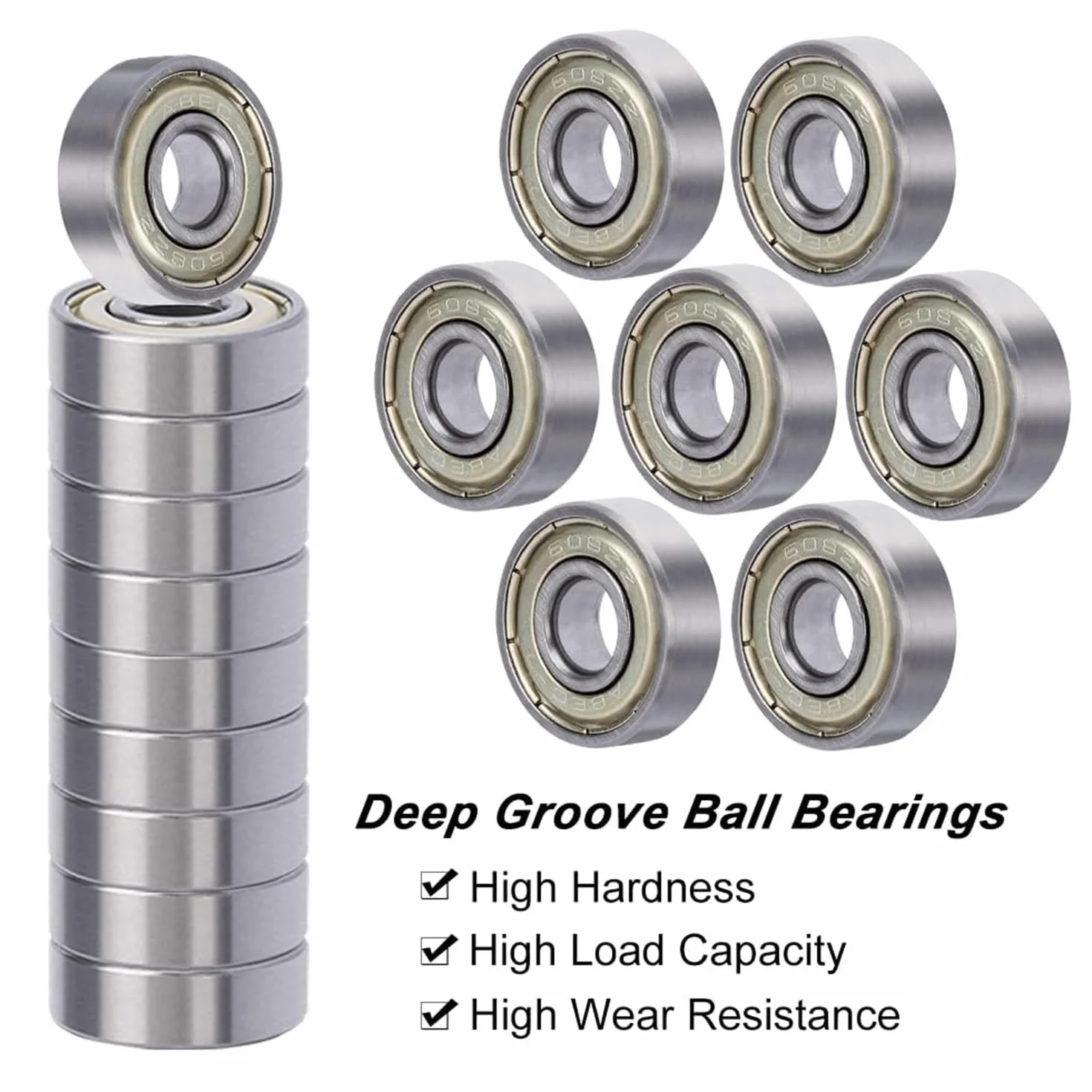 Roulements à Billes 608ZZ ABEC-7 Acier Inoxydable 8x22x7 mm 30 Pièces Antipoussière Haute Vitesse