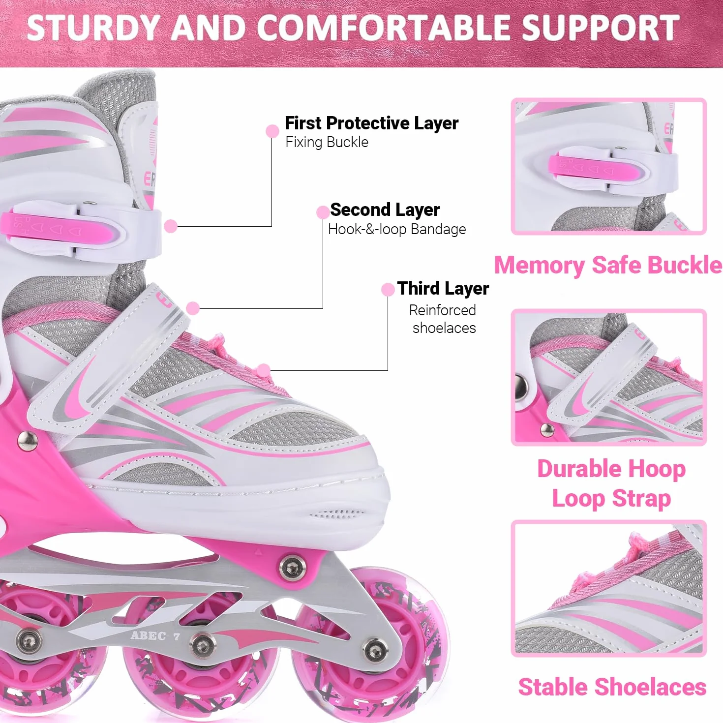 ERNAN Patins à roulettes en Ligne Réglables Enfants avec Roues LED