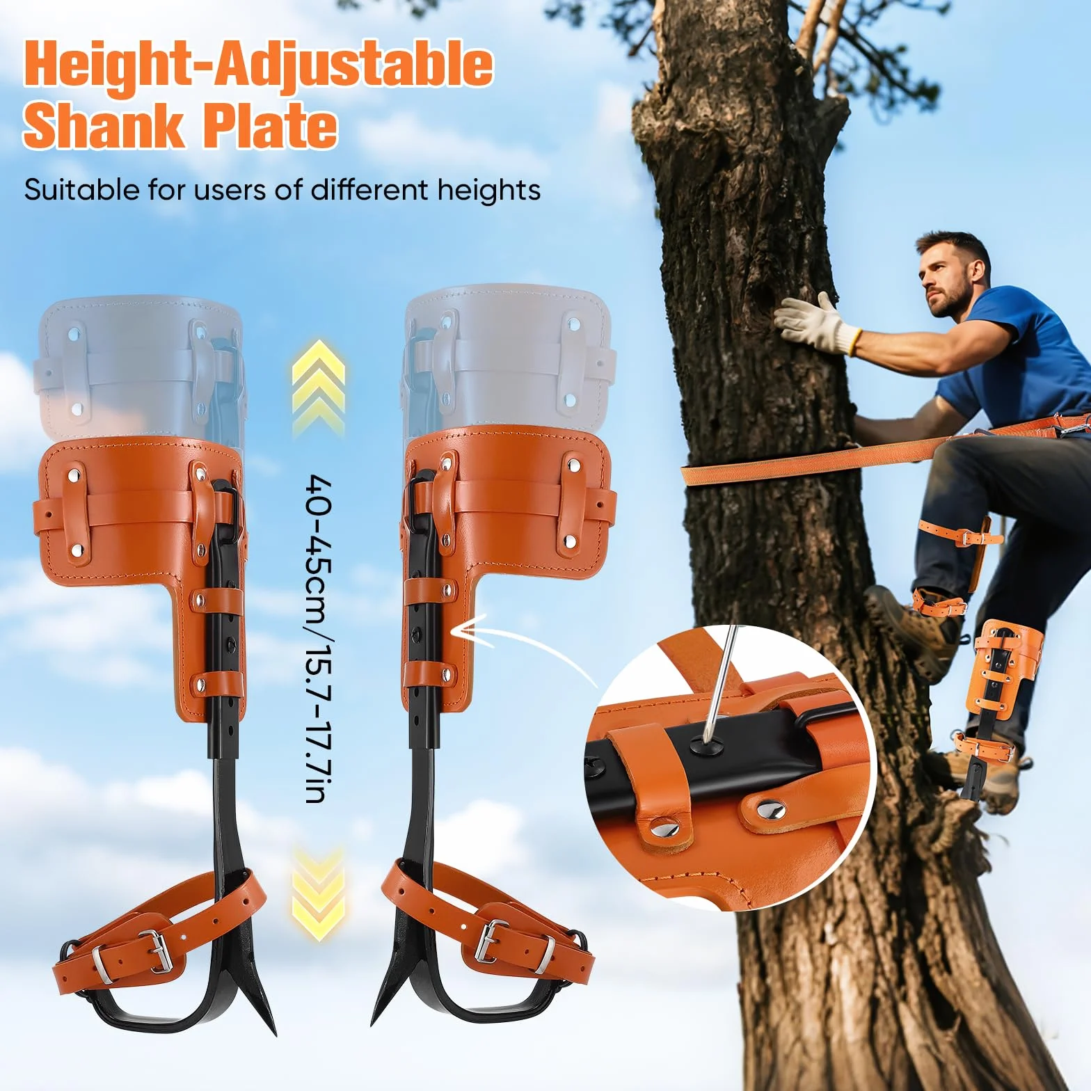 Outil d'escalade d'arbre réglable en hauteur 40-45 cm, renforcement vertical, cravate pied d'arbre