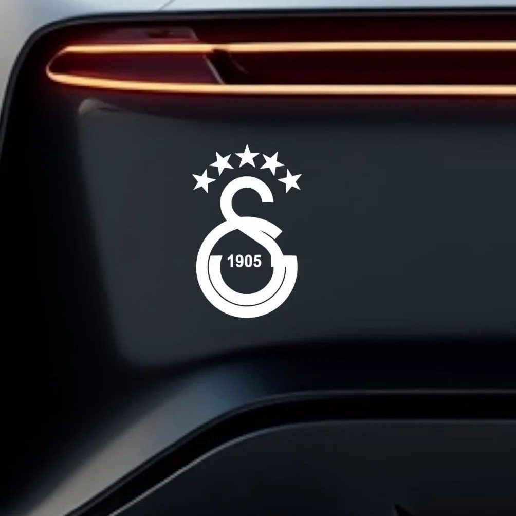 Galatasaray Autocollant Logo 5 étoiles Blanc 14 x 8 cm CIMBOM Türkiye