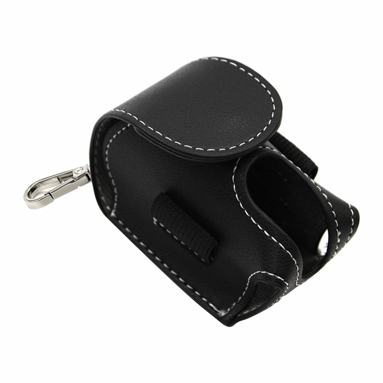 Pochette porte-balle de golf en cuir noir - Étui ceinture pour 2 balles et 4 tees