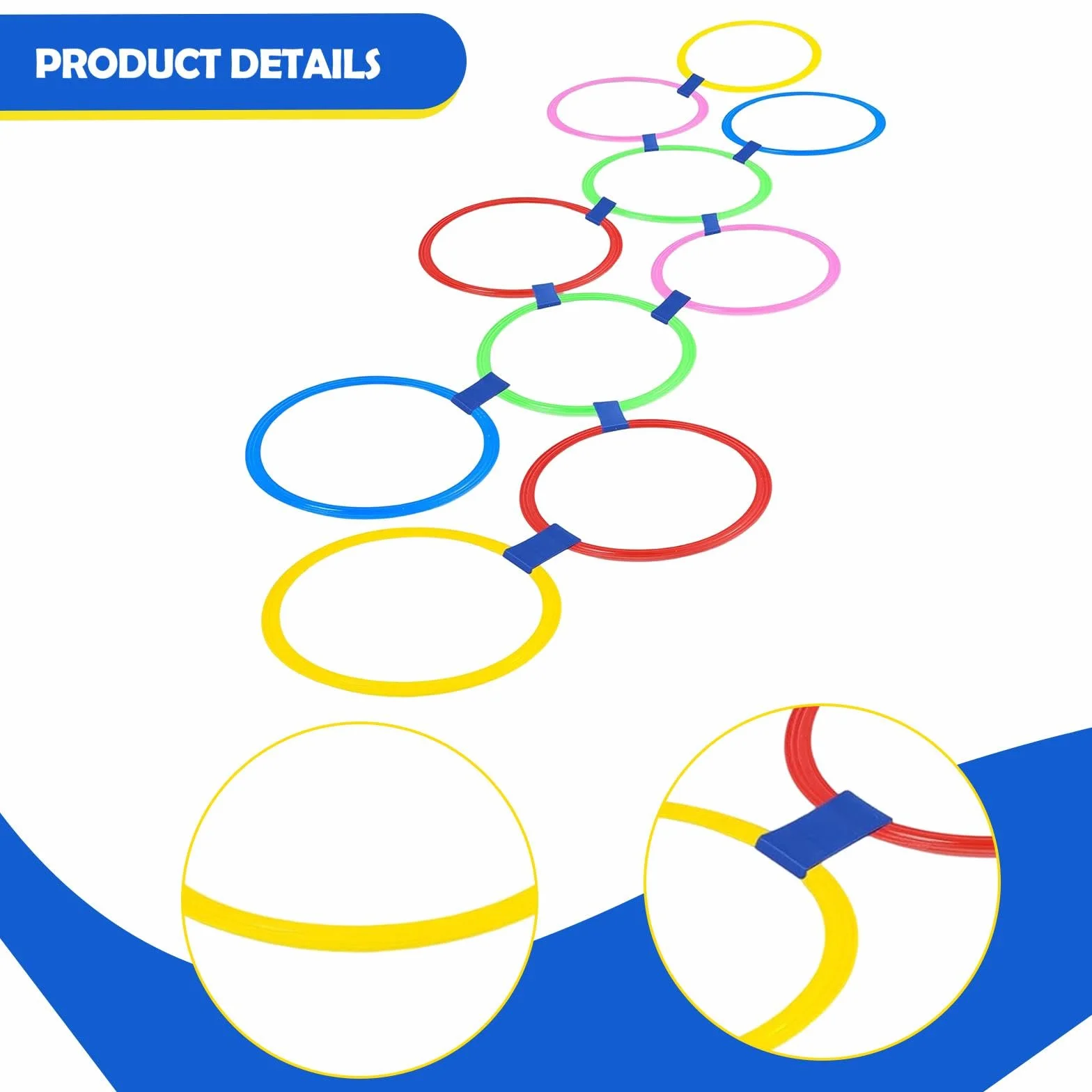 Jeu d'anneaux de Marelle 10 Pièces 38cm Cerceaux d'agilité Multicolores pour Enfants avec Sac de Lancer