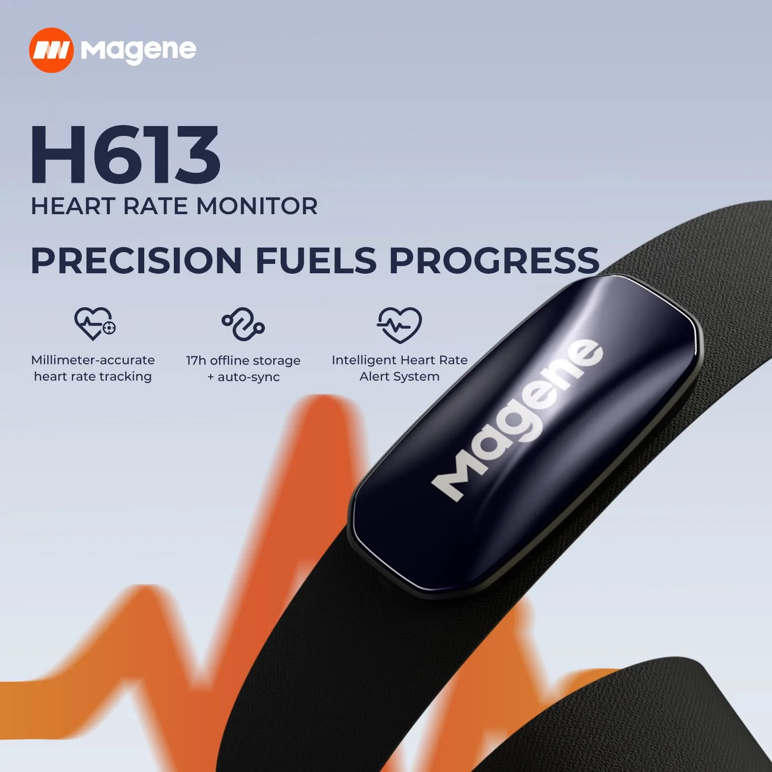 Magene H613 Capteur de Fréquence Cardiaque Bluetooth Ant+ IPX7