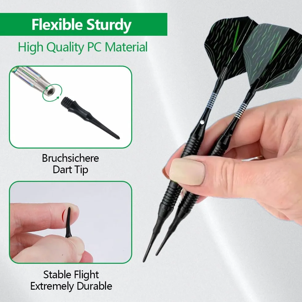 200 Pièces Pointe Plastique 2ba Remplacer Flechette Pointes de Fléchettes en Plastique Souple
