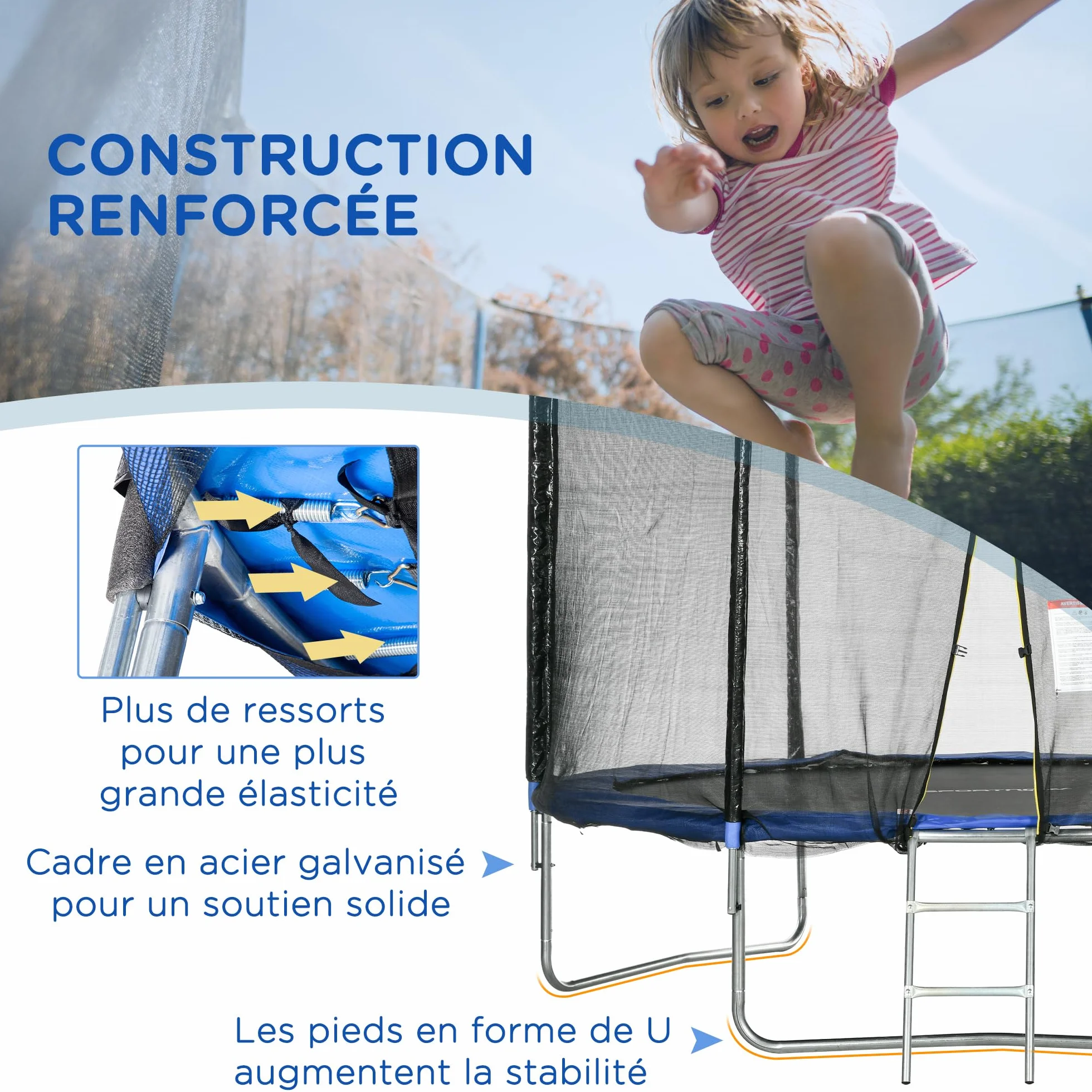 SPORTNOW Trampoline Exterieur Enfant 305cm avec Filet de Sécurité
