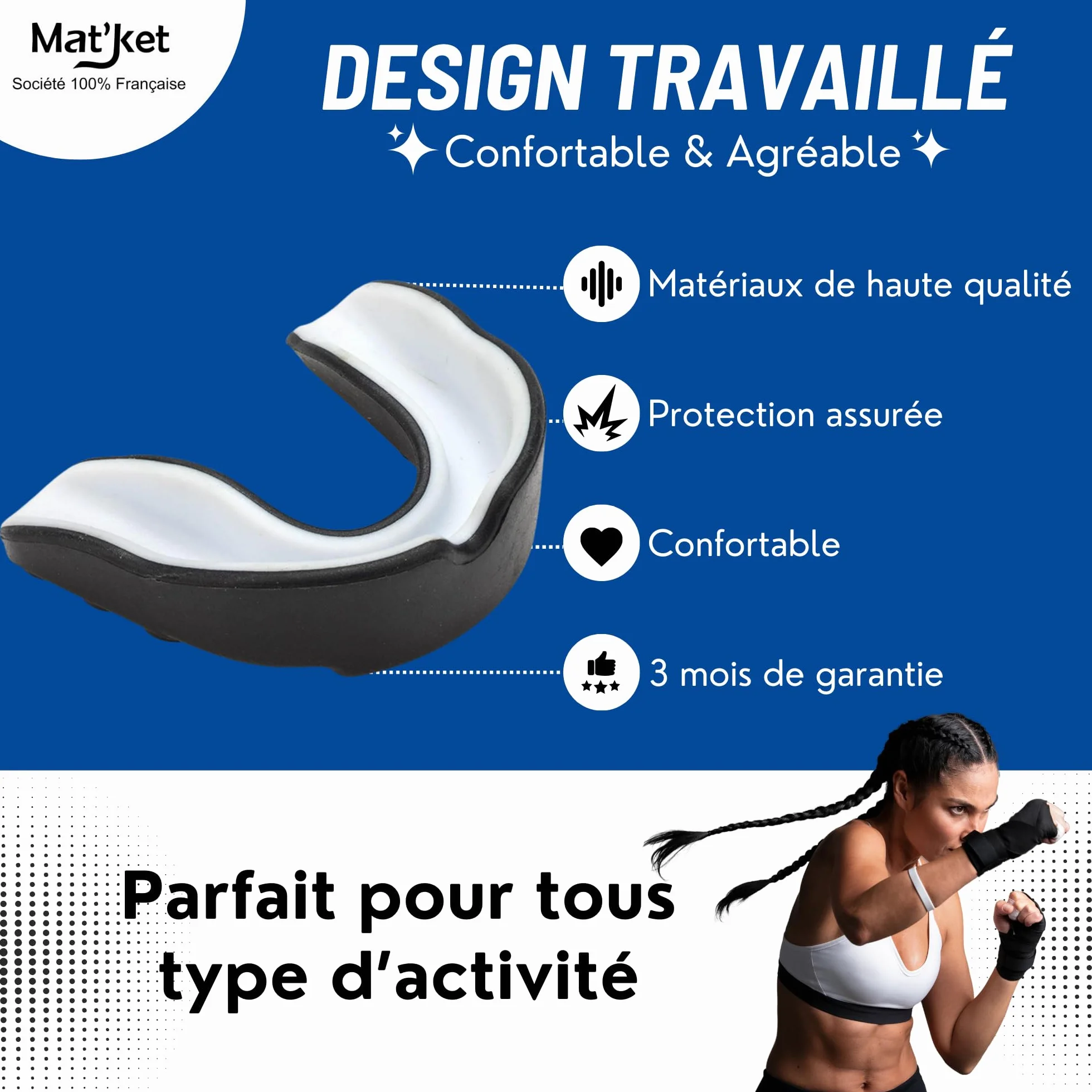 Protege Dent Boxe Silicone Moulable Noir Gouttiere Dentaire Protège Dents UFC