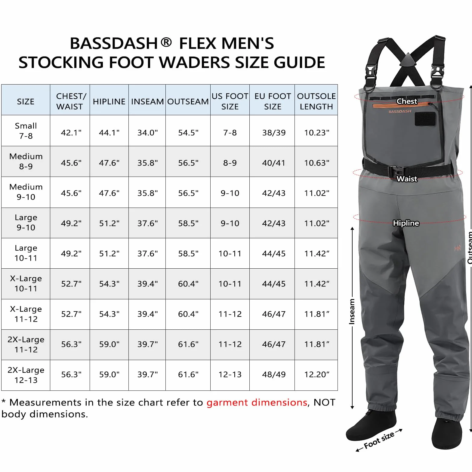 Bassdash Flex Cuissardes en Nylon Respirant Imperméables Pêche à la Mouche
