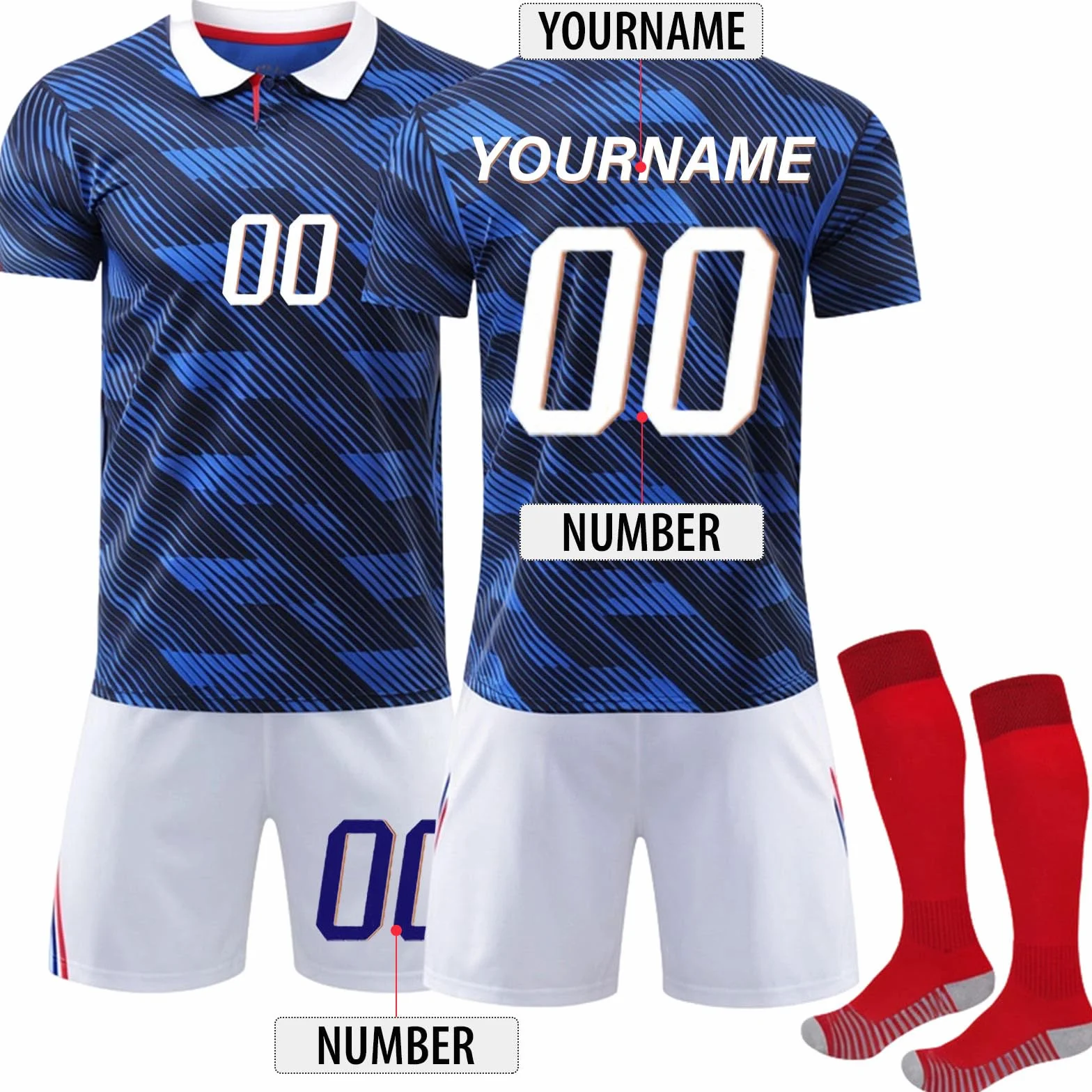Maillot de Foot Personnalisé Adulte Enfant 3 Pièces T-Shirt Short Chaussette Domicile Extérieur 2026