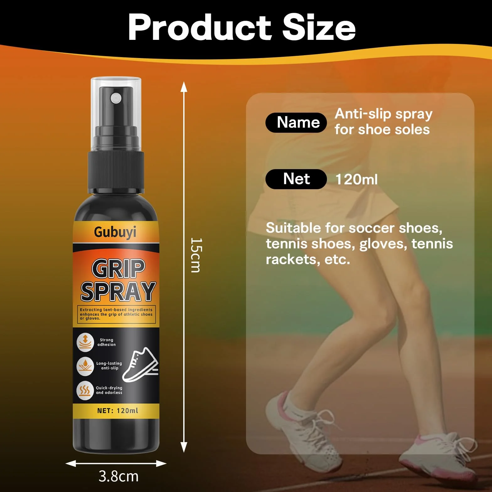 Spray Antidérapant pour Chaussures de Basket-Ball 120ml, Anti Slip Performance Enhancer, Améliore la Traction