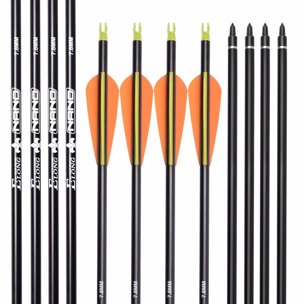 Flèches de Chasse en Carbone 100 Grains Pointes Amovibles pour Tir à l'Arc Composé Classique Traditionnel Lot de 6/12