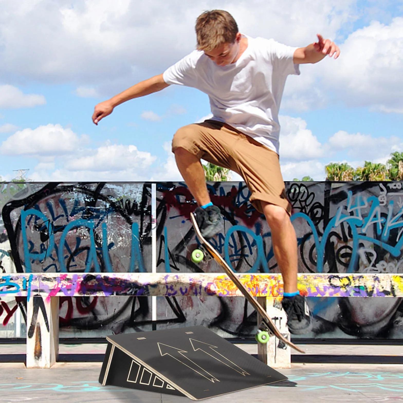 Rampe de skateboard 60 x 56,6 x 21 cm portable pour cour et jardin