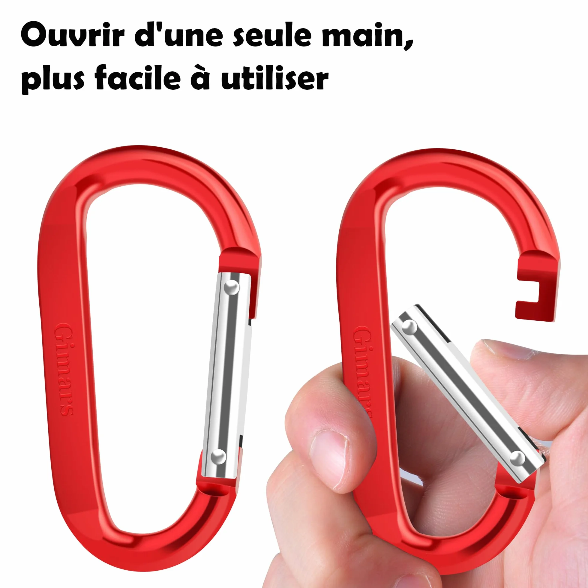 Gimars Lot de 10 Mousquetons à Ressort en Aluminium pour Camping Pêche Randonnée Voyages