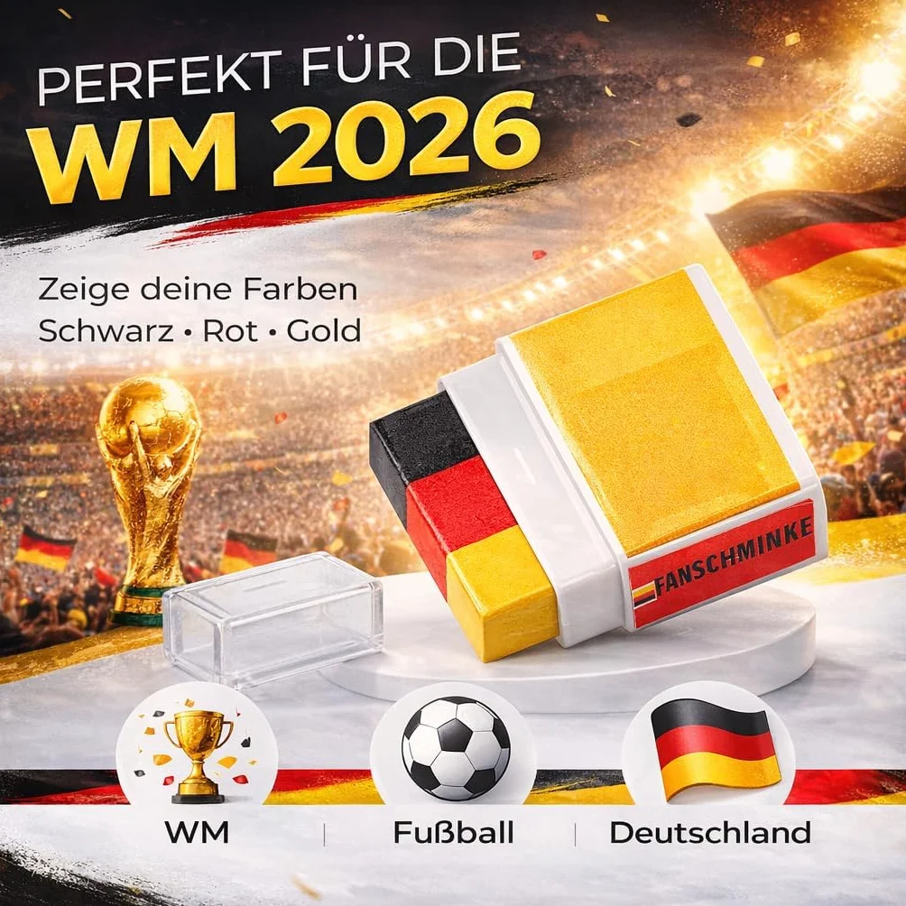 Lot de 3 crayons de maquillage Allemagne - Noir, rouge, jaune (doré) - Décoration fête football Euro 2024
