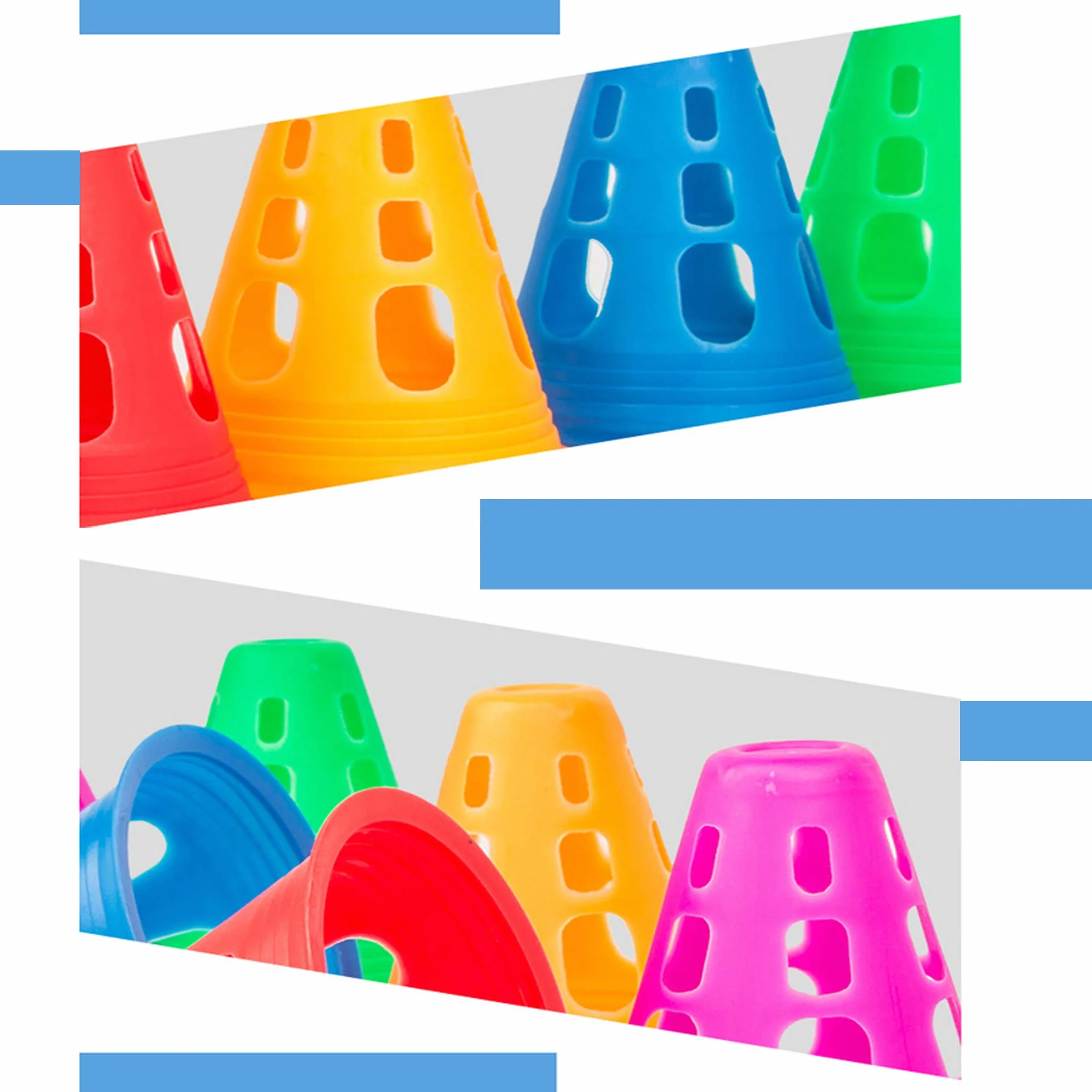 Cônes De Slalom 50 Pack Cônes de Circulation Signalisation Multicolores pour Football Sport d’Agilité