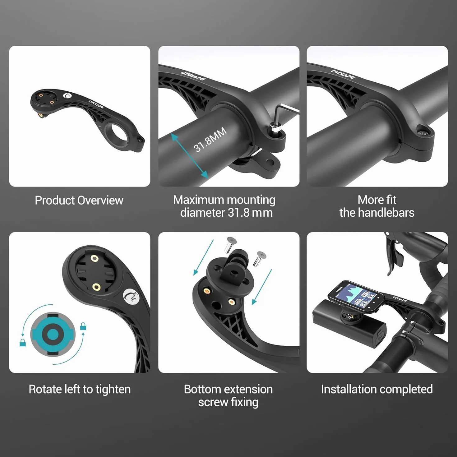 Support Vélo Garmin Edge Out Front Compatible GPS GoPro IGS