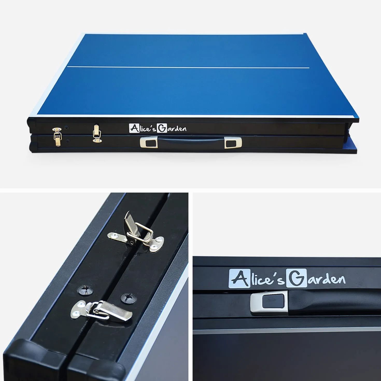 Table de ping Pong Pliable 150x75cm Bleue avec 2 Raquettes et 3 balles