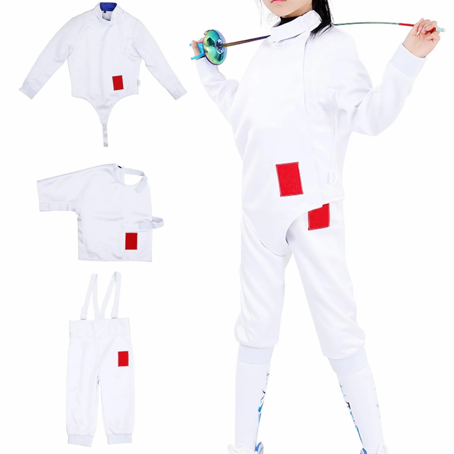 Costume d'uniforme D'escrime 350N Veste Gilet Pantalon Classique Sabre Épée Fleuret Enfants Adultes