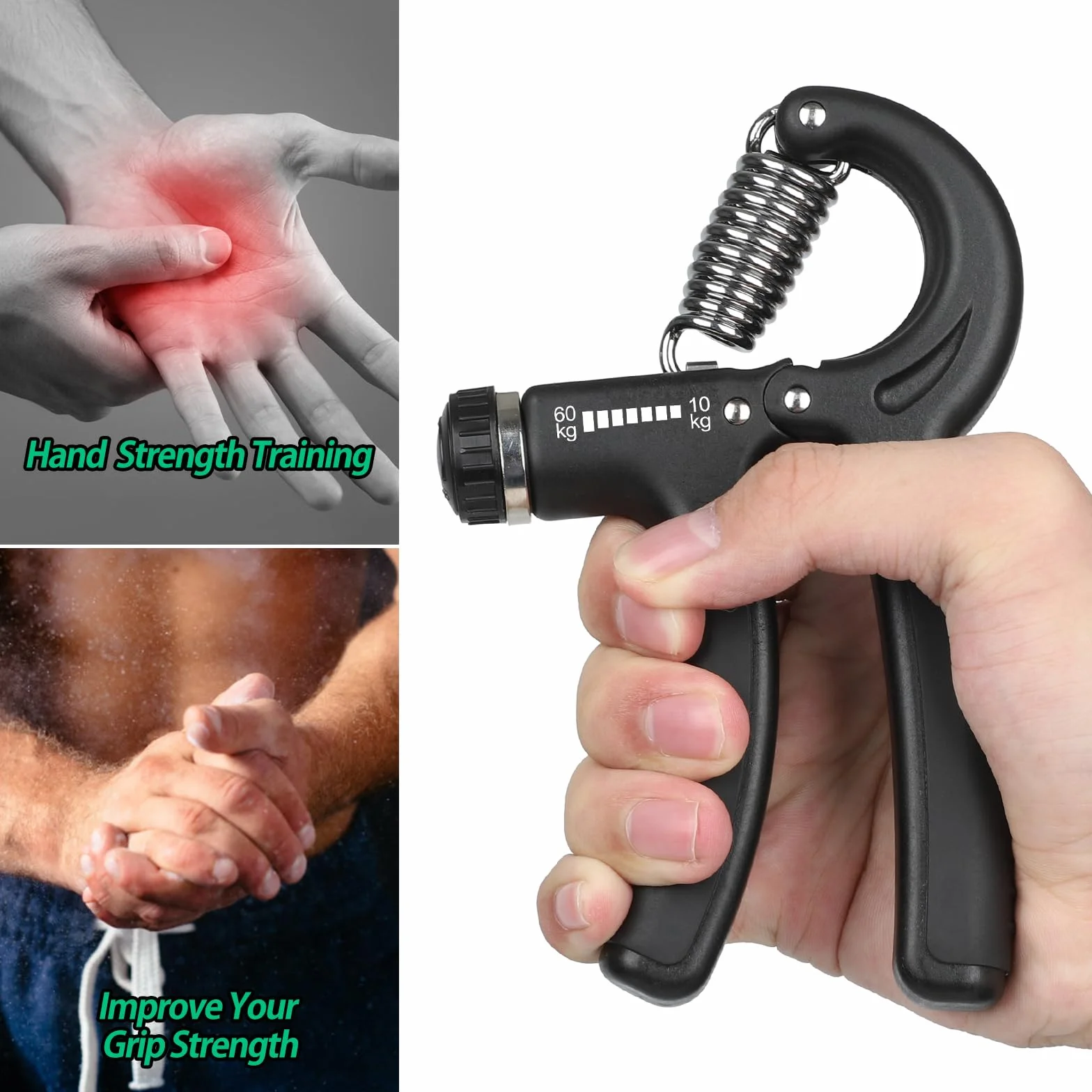 NIYIKOW Hand Grip Musculation, Résistance Réglable 22-132Lbs (10-60kg), Antidérapante