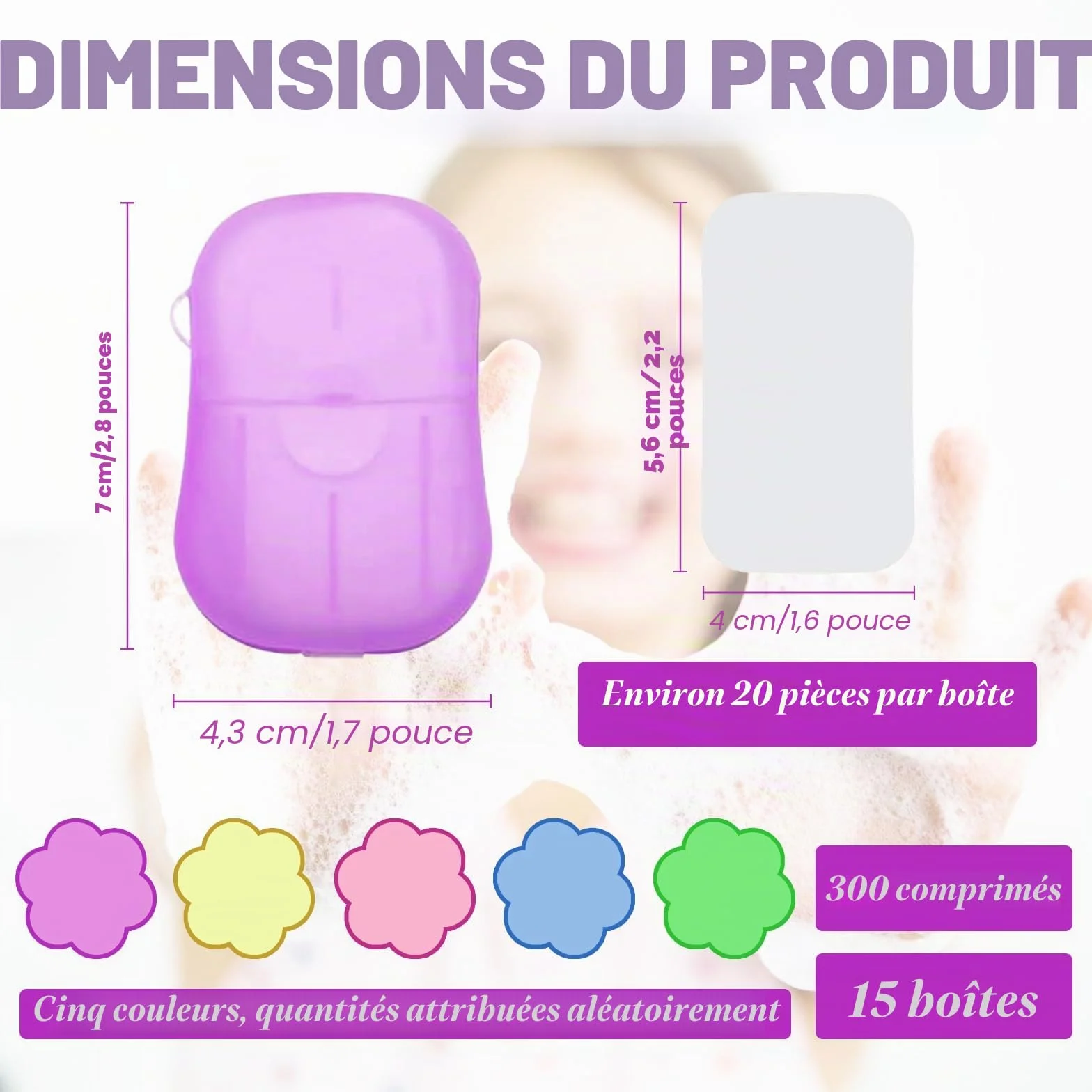 Savon en Papier Jetables 300 Feuilles 15 Boîtes Mini Portable Voyage Camping