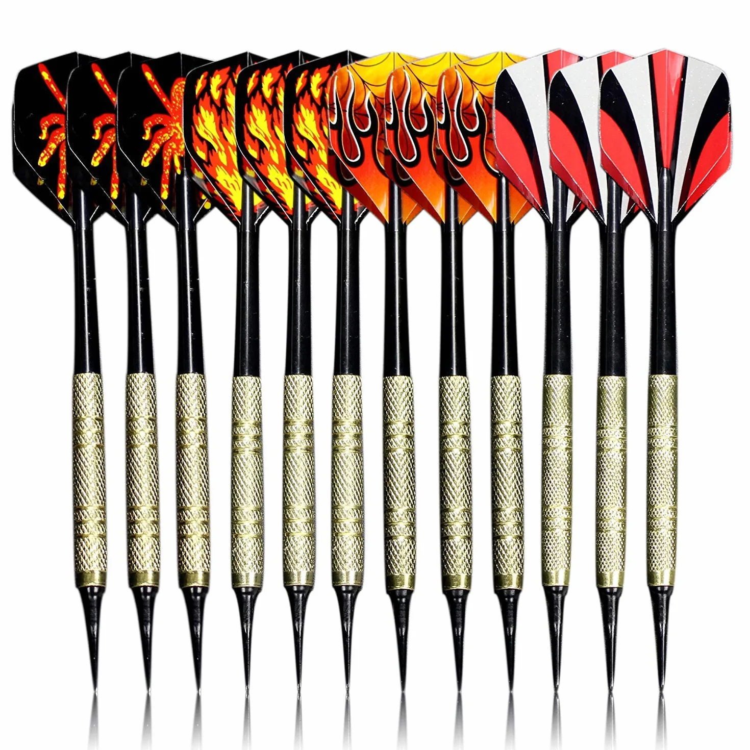 Sinwind Flechette Pointe Plastique, 12 Flechettes Set avec Ailettes et Pointes pour Cible Electronique
