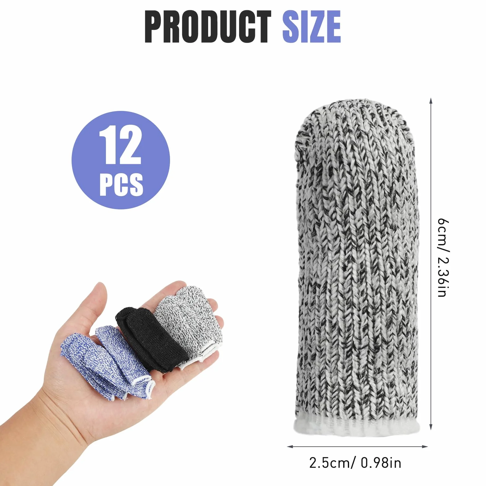 Doigtiers Réutilisables en Silicone, Protection Résistante aux Coupures pour Cuisine, Jardinage, Sculpture - Bleu, Noir, Gris