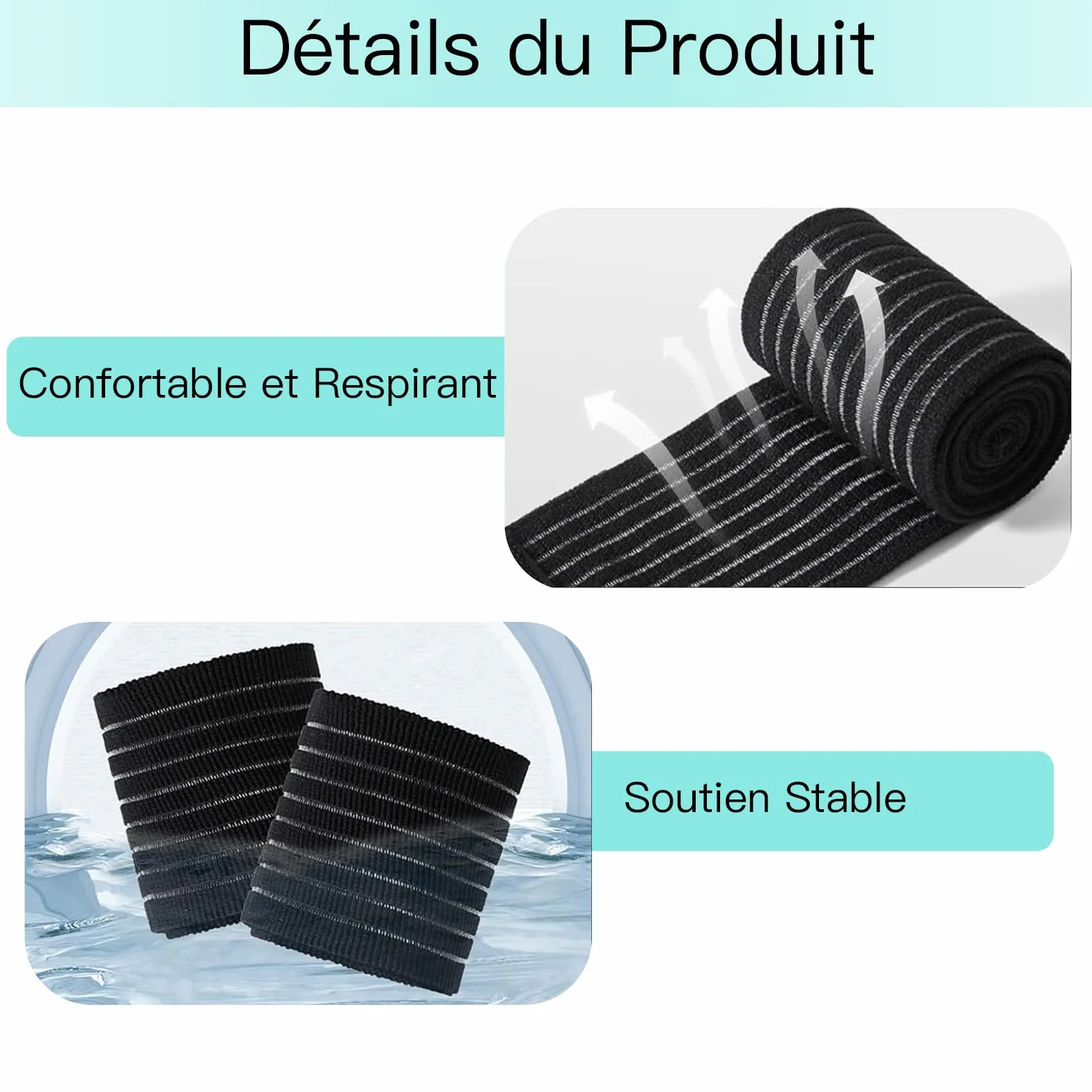 Protège-Poignet Respirant Élastique Ajustable en Polyester pour Tennis, Gym, Fitness Homme et Femme